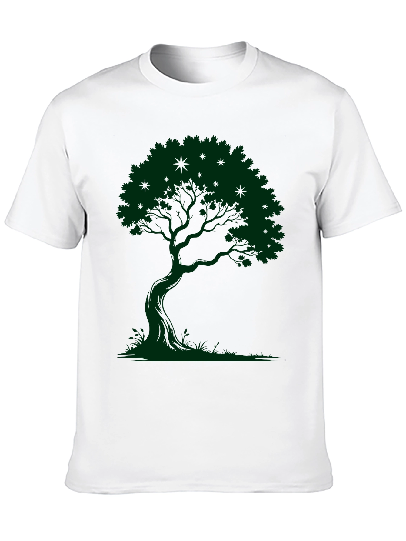 Green Tree Graphic Black T-Shirt