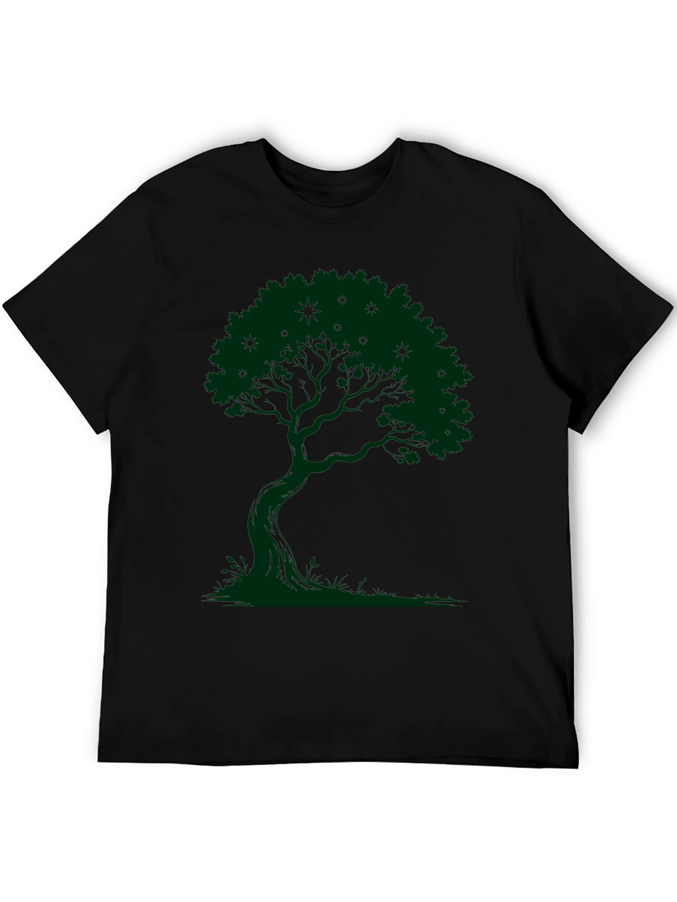 Green Tree Graphic Black T-Shirt