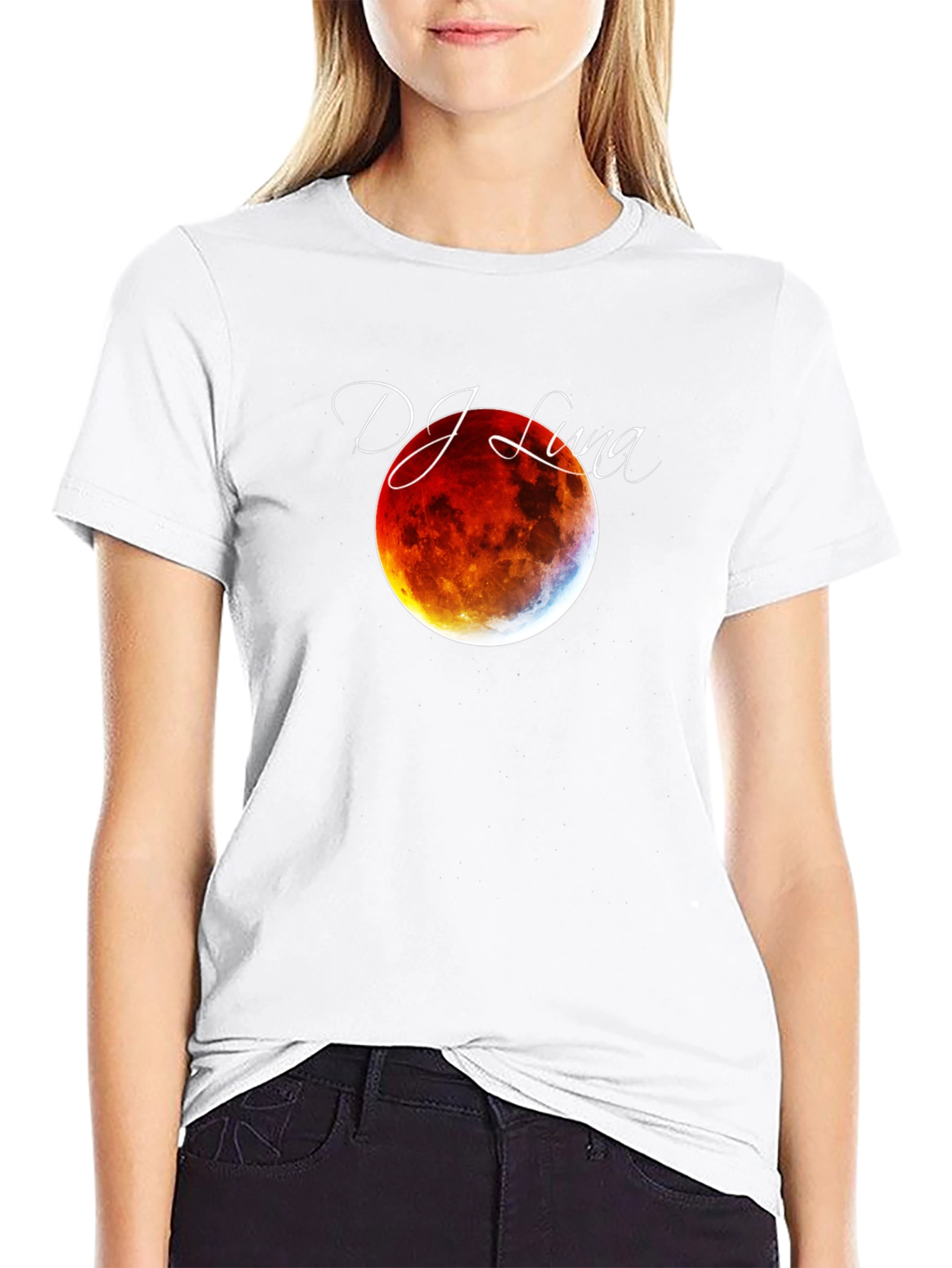 DJ Luna Lunar Eclipse Graphic Tee - Black Cotton