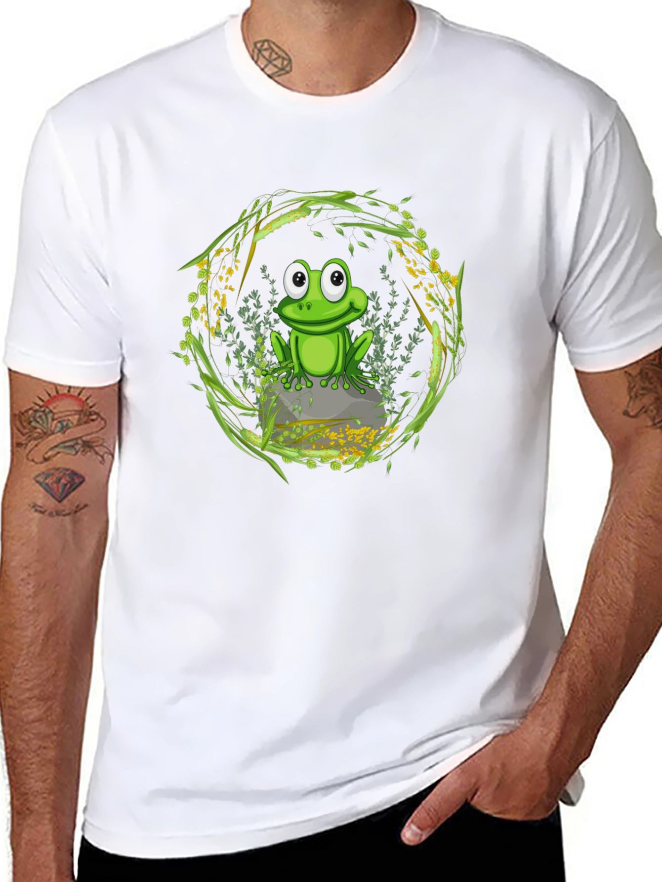 Frog on Stone Graphic Tee - Nature Lover Shirt