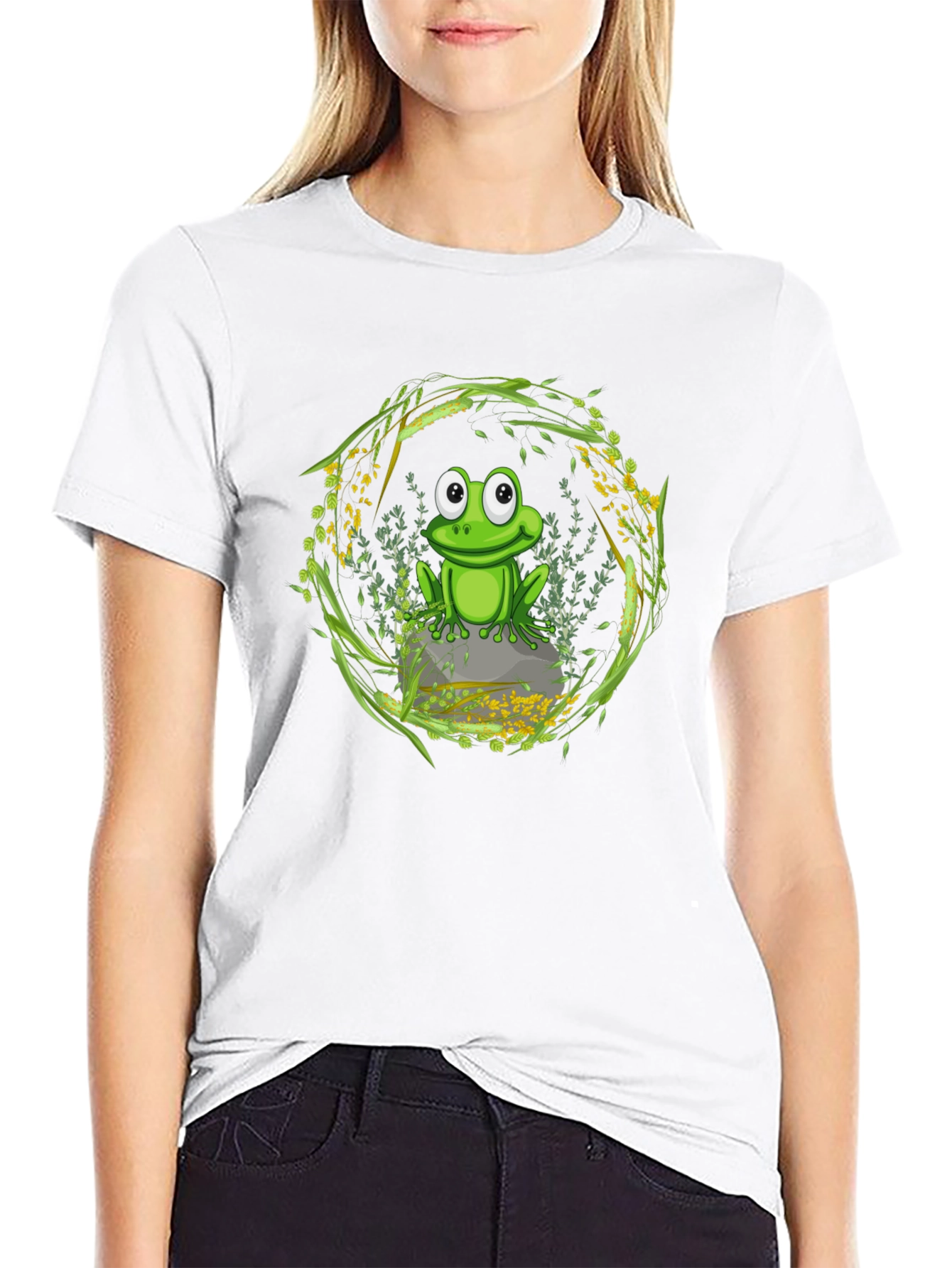 Frog on Stone Graphic Tee - Nature Lover Shirt