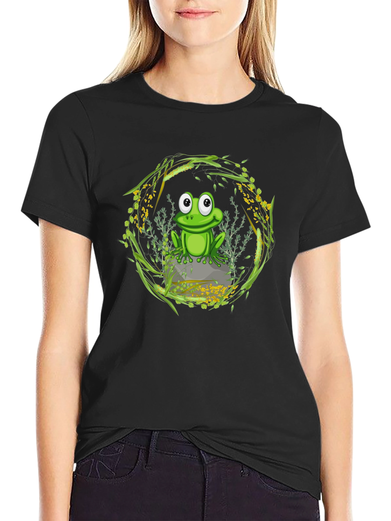 Frog on Stone Graphic Tee - Nature Lover Shirt