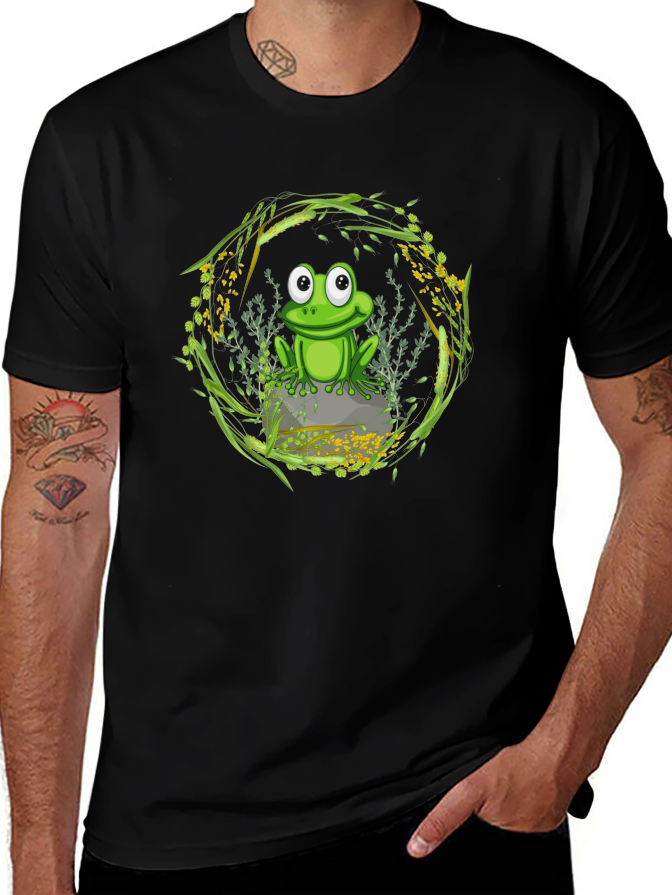 Frog on Stone Graphic Tee - Nature Lover Shirt