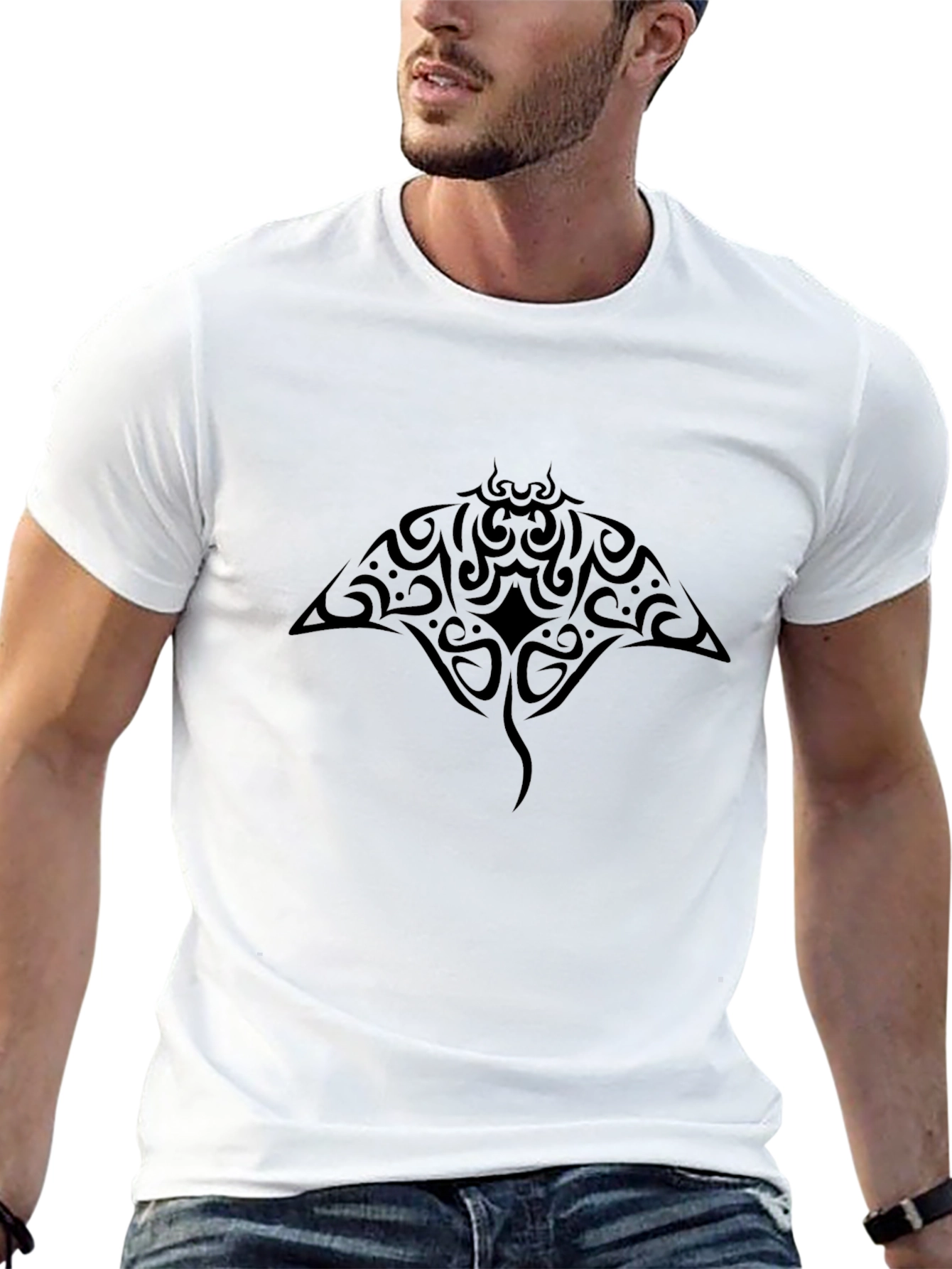 Tribal Ray Graphic Tee - Black Cotton Comfort
