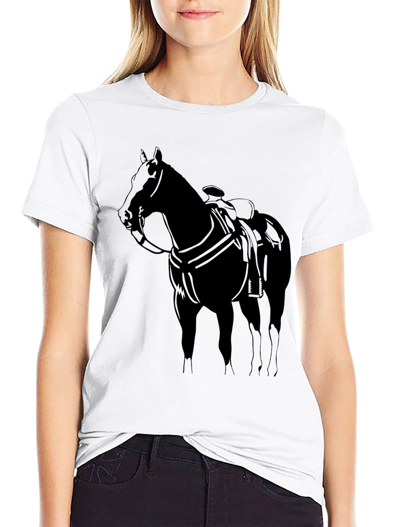 Black Horse Graphic Tee - Stylish Equestrian Shirt