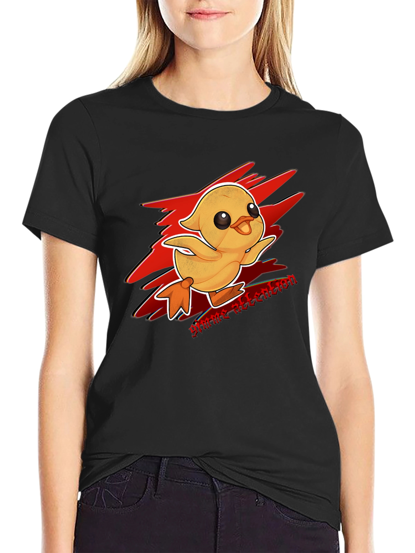 Gimme Attention Duckling Graphic Tee - Black Cotton T-Shirt