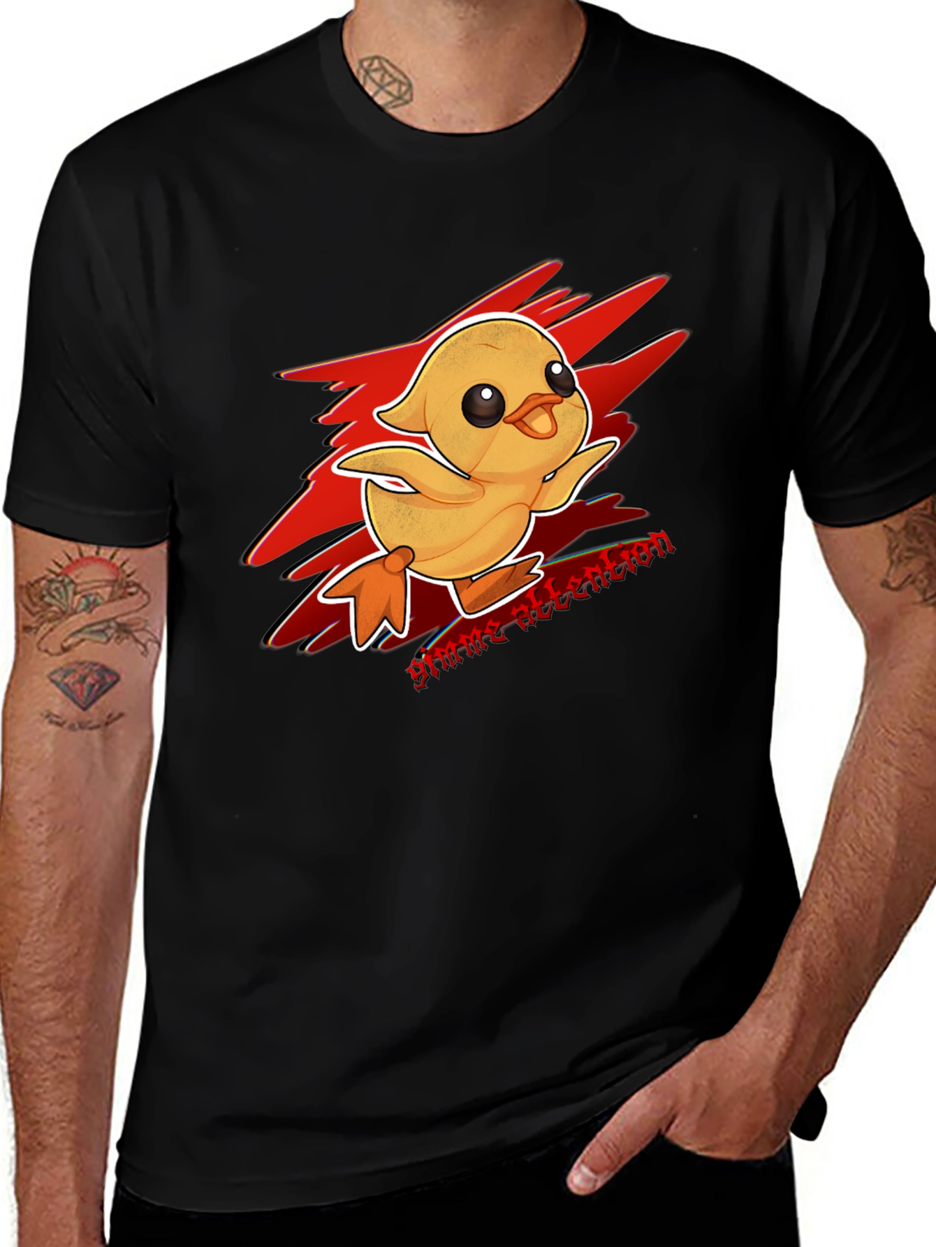Gimme Attention Duckling Graphic Tee - Black Cotton T-Shirt