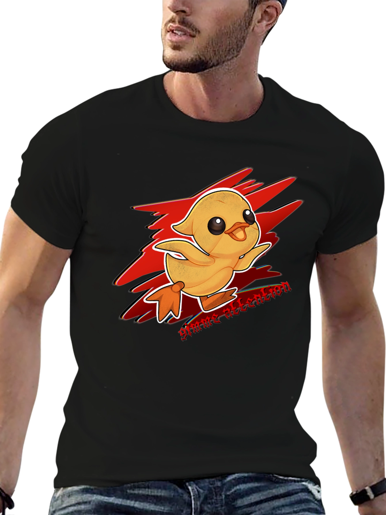 Gimme Attention Duckling Graphic Tee - Black Cotton T-Shirt