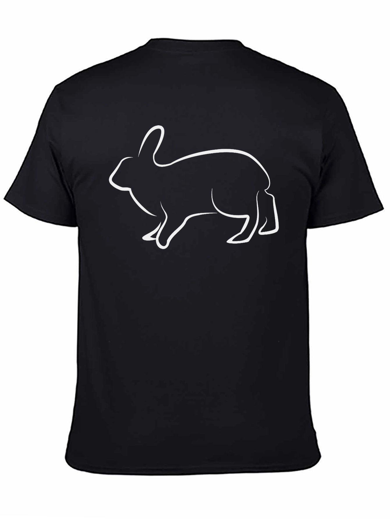 Rabbit Outline T-Shirt - Mens Black Tee