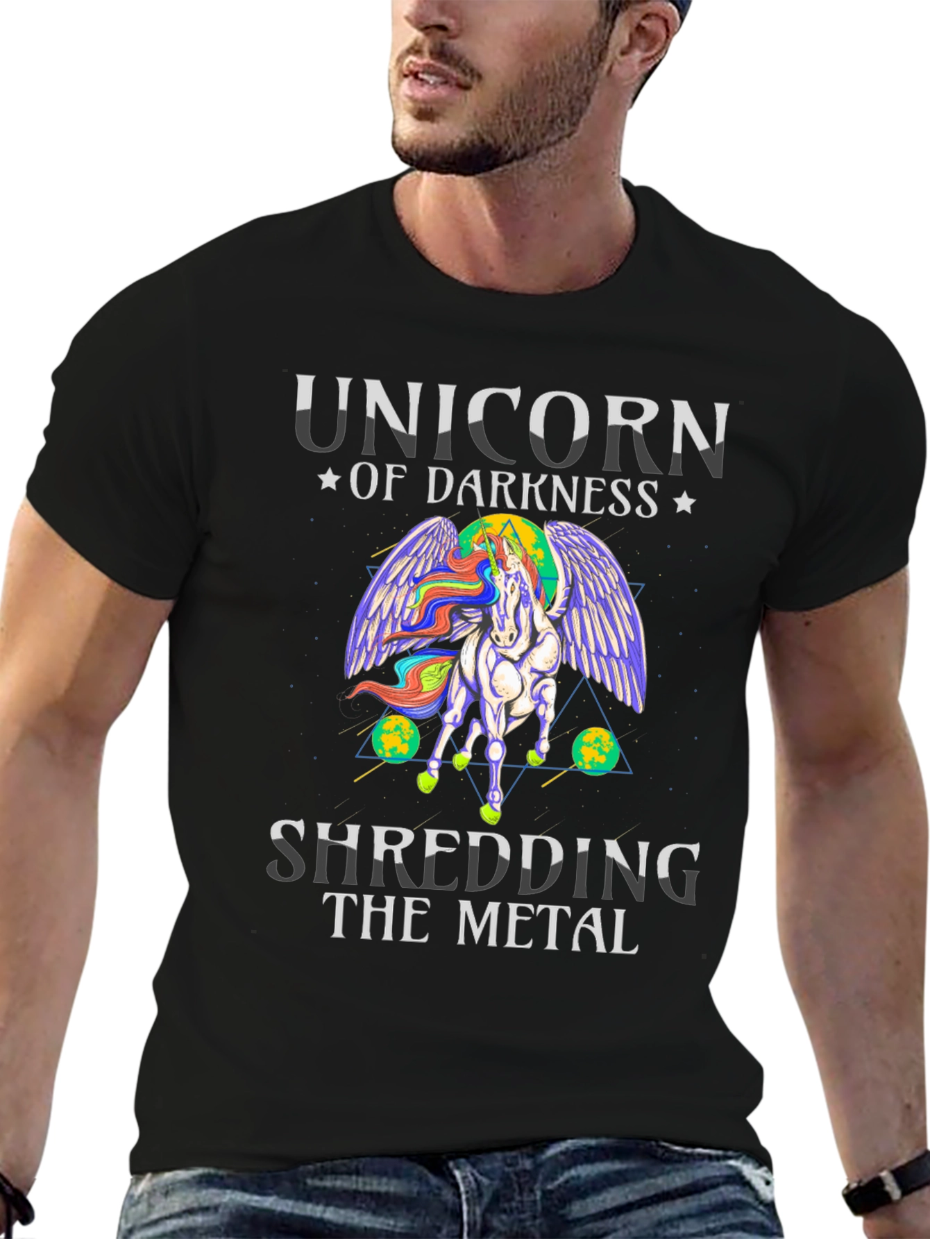 Unicorn of Darkness Shredding Metal T-Shirt