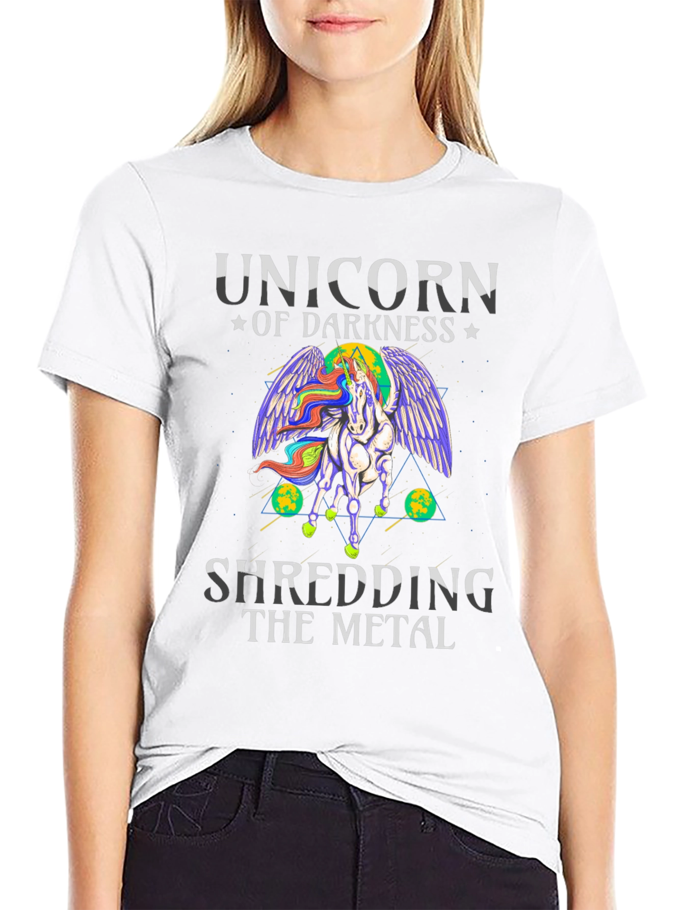 Unicorn of Darkness Shredding Metal T-Shirt