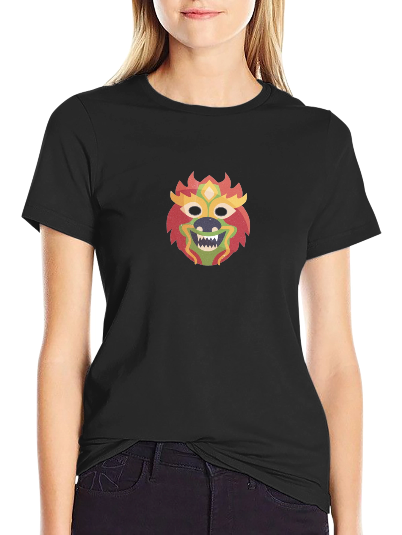Lion Mask Graphic Black T-Shirt