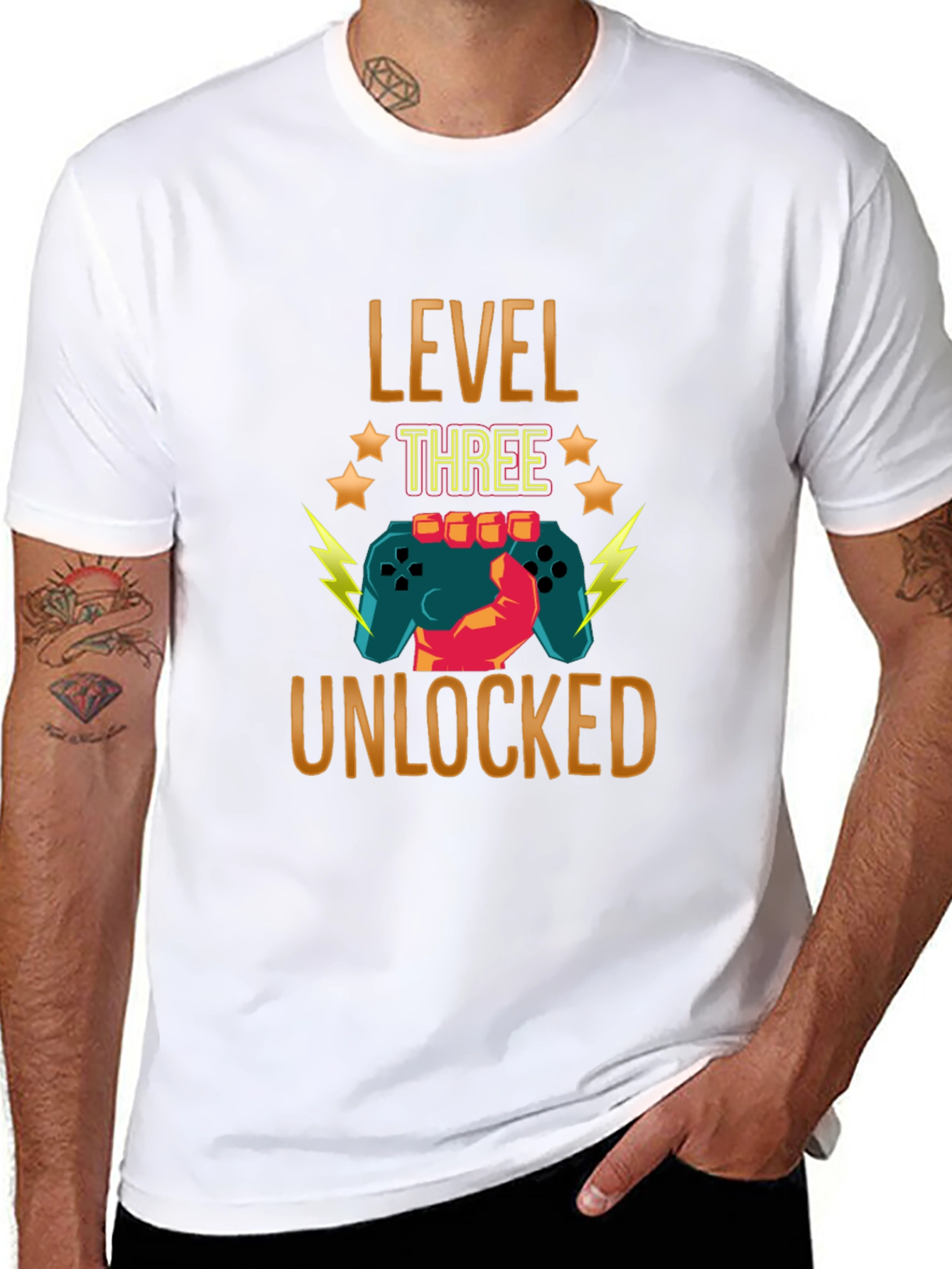Level Three Unlocked Black Gaming T-Shirt