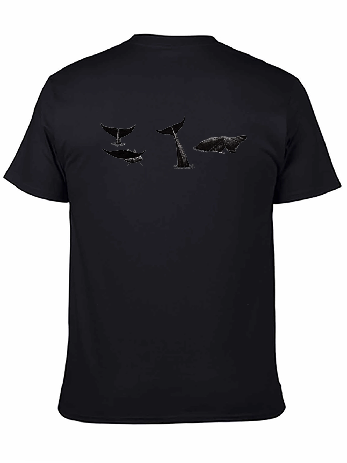 Whale Tail Graphic Tee - Black Cotton Comfort