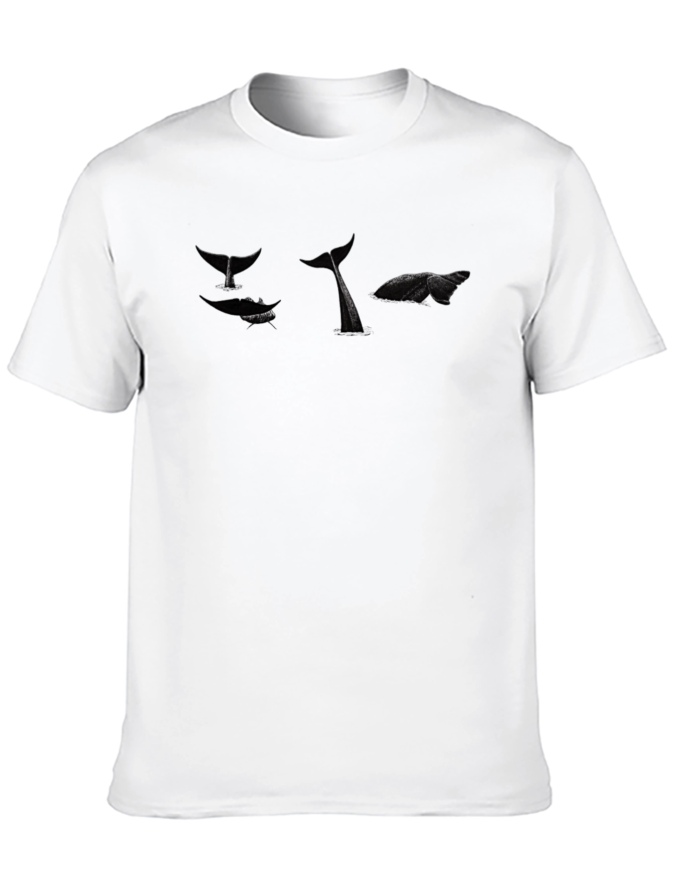 Whale Tail Graphic Tee - Black Cotton Comfort