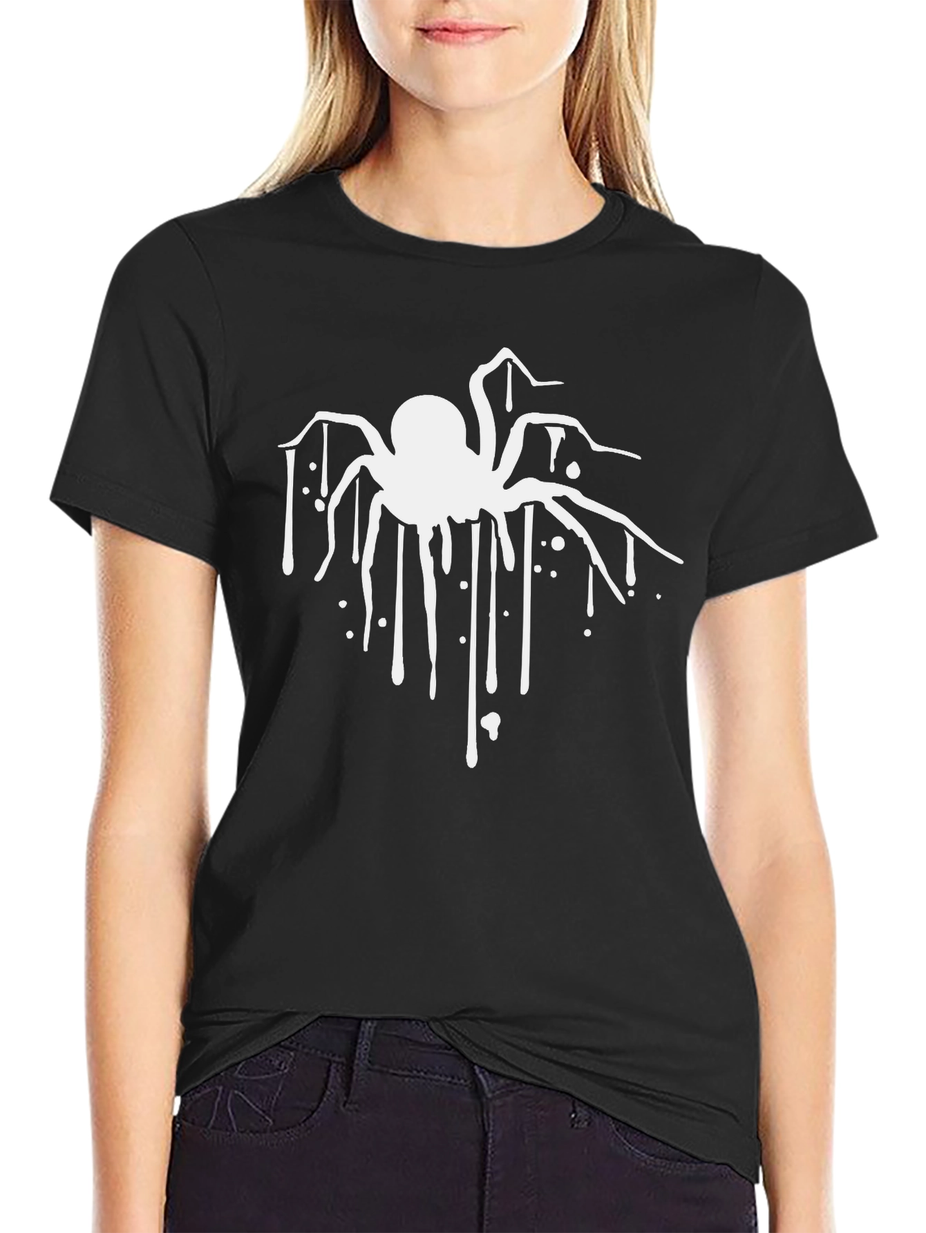 Black Spider Drip Graphic T-Shirt
