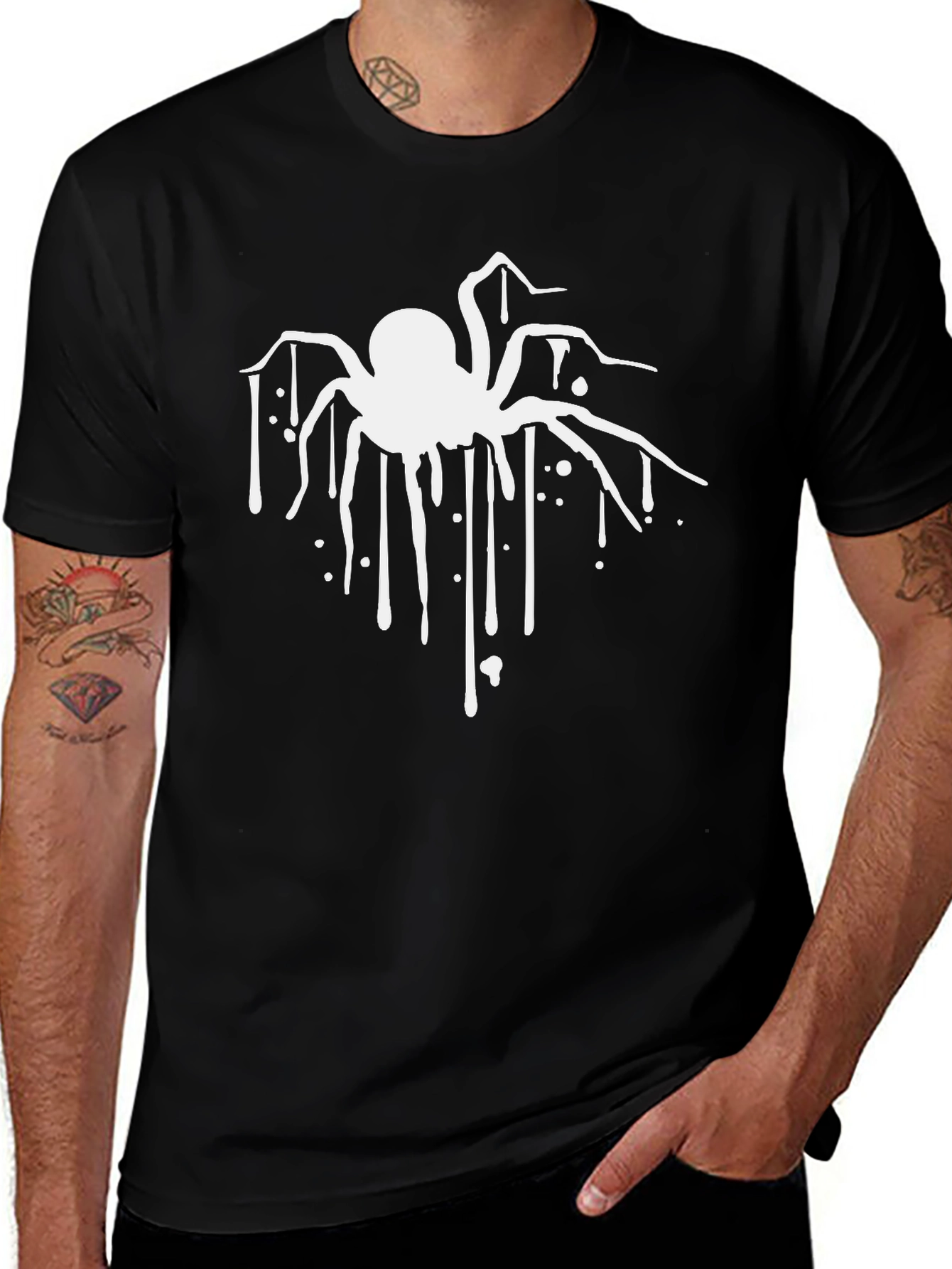 Black Spider Drip Graphic T-Shirt