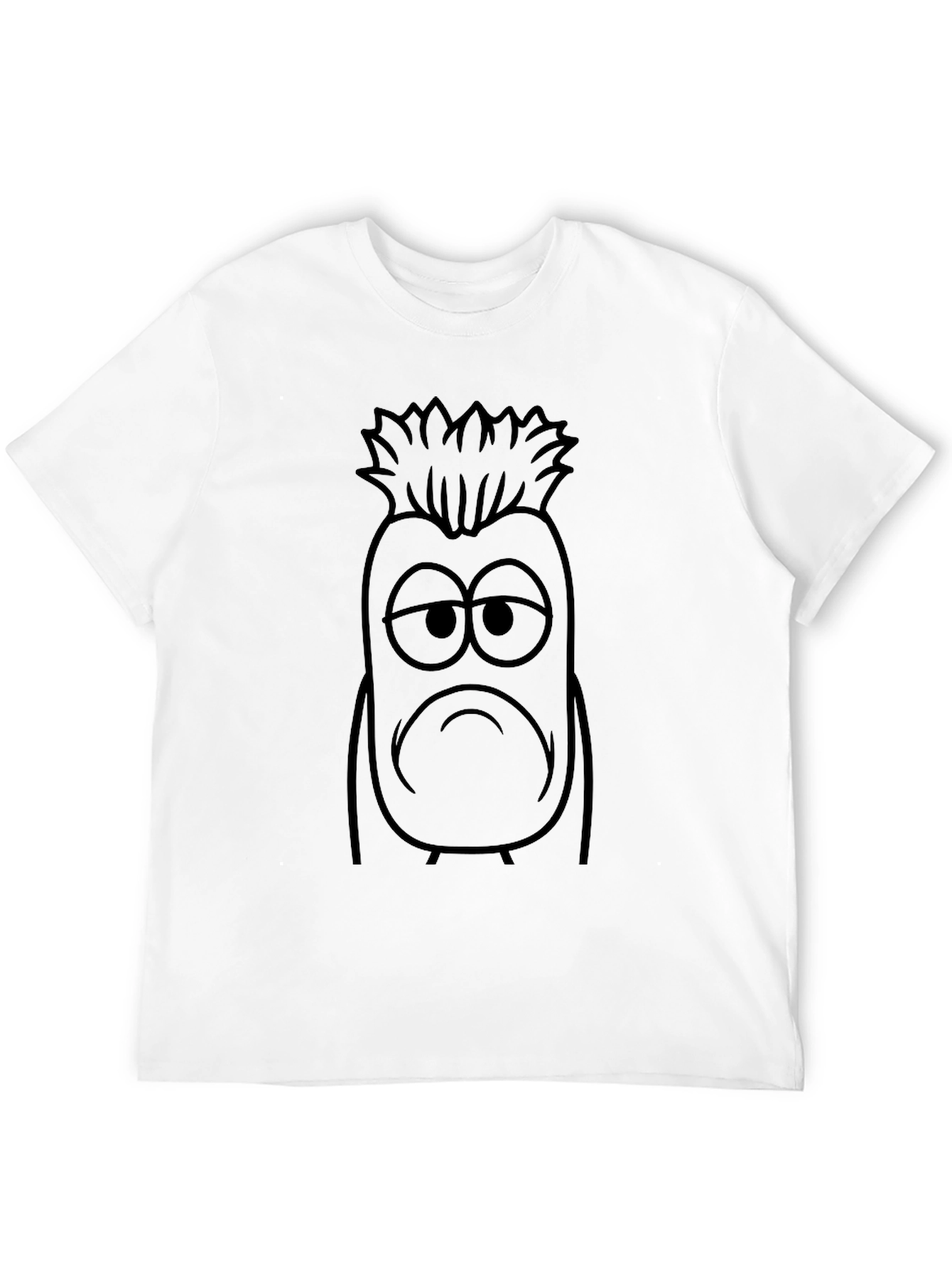 Sad Cartoon Character Black T-Shirt