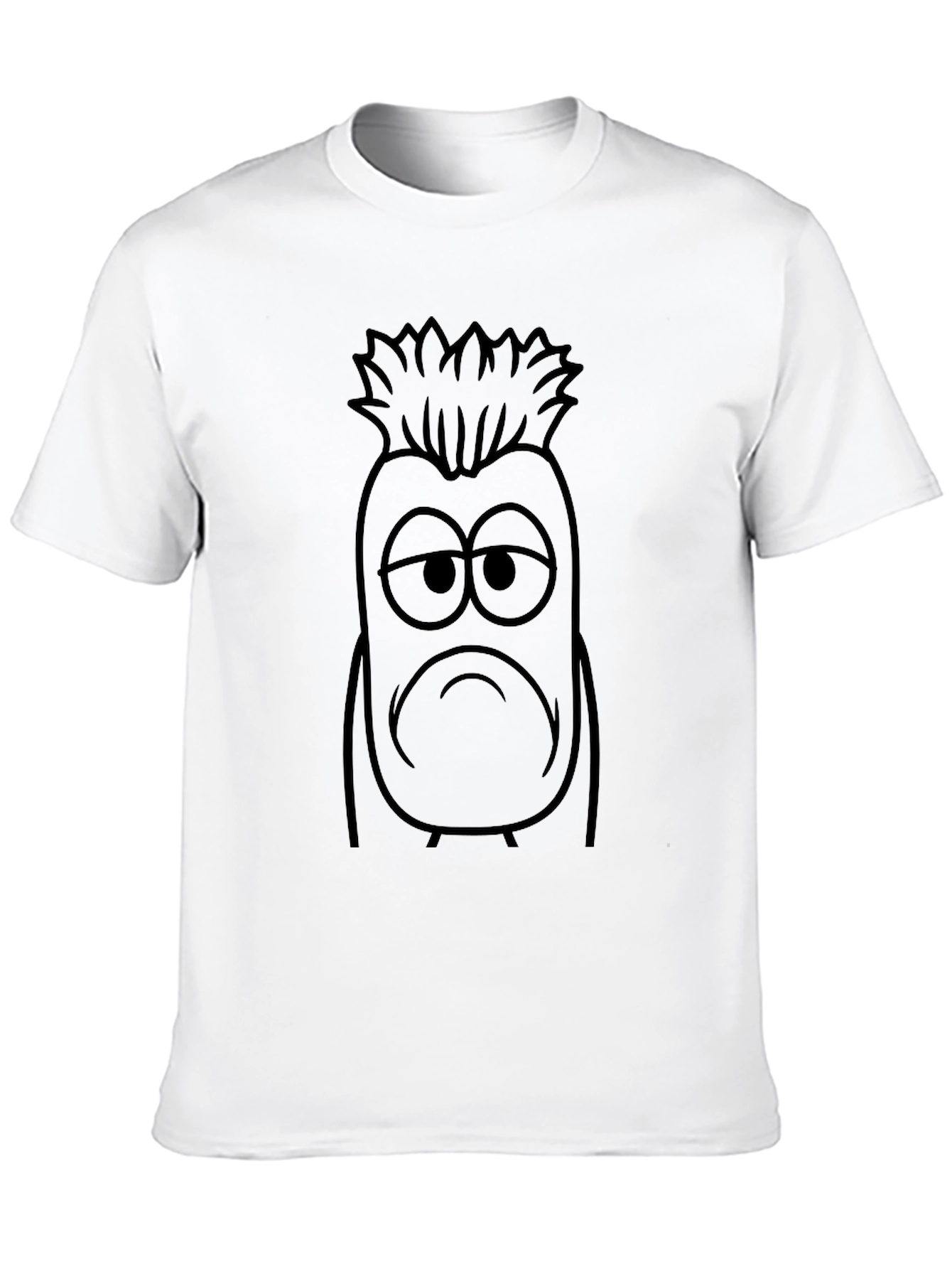 Sad Cartoon Character Black T-Shirt