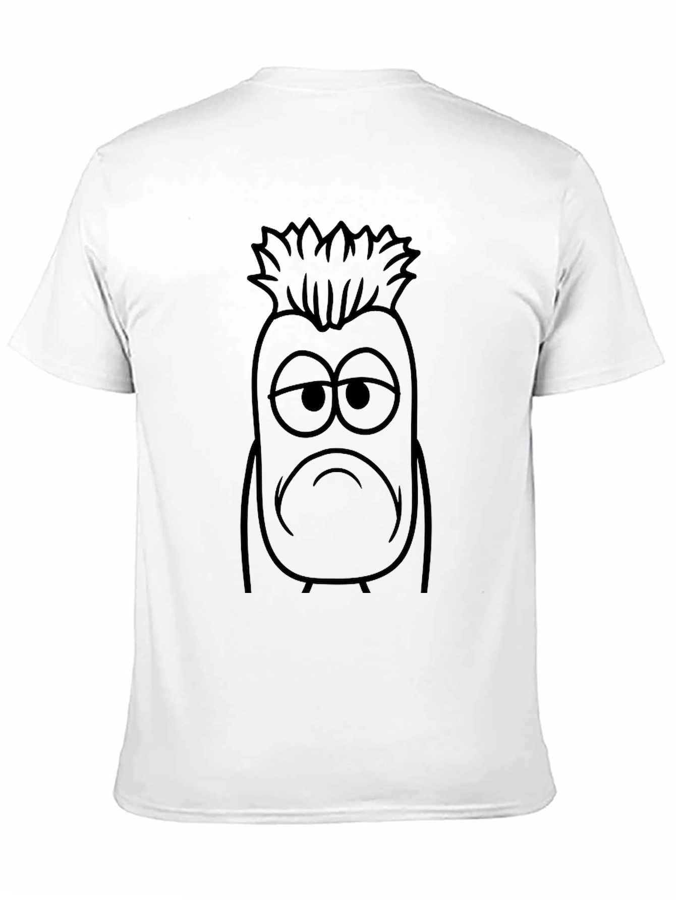 Sad Cartoon Character Black T-Shirt