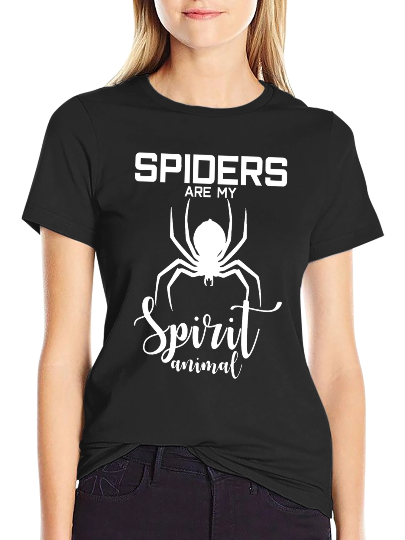 Spiders Are My Spirit Animal Black Graphic T-Shirt