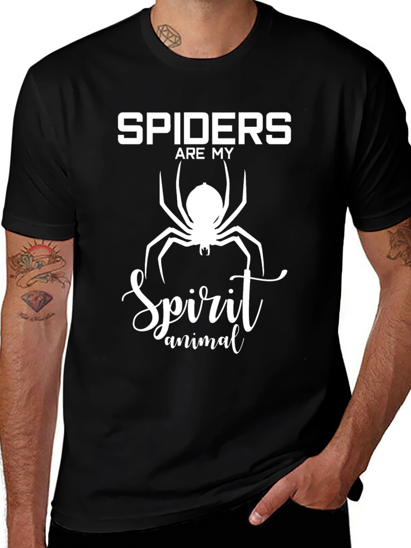 Spiders Are My Spirit Animal Black Graphic T-Shirt