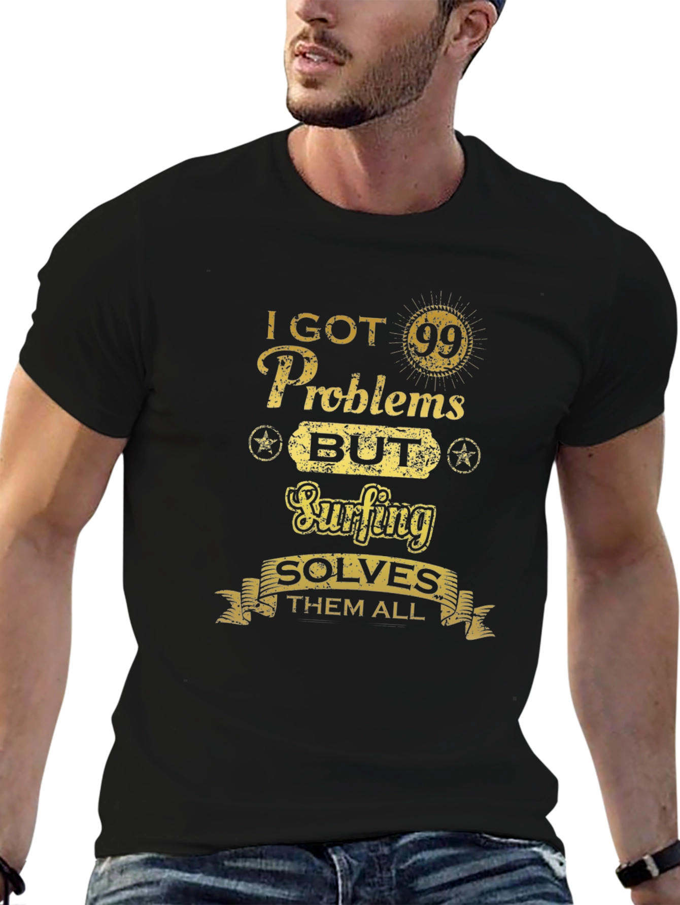 Funny Surfing T-Shirt: 99 Problems Solved by Surfing!
