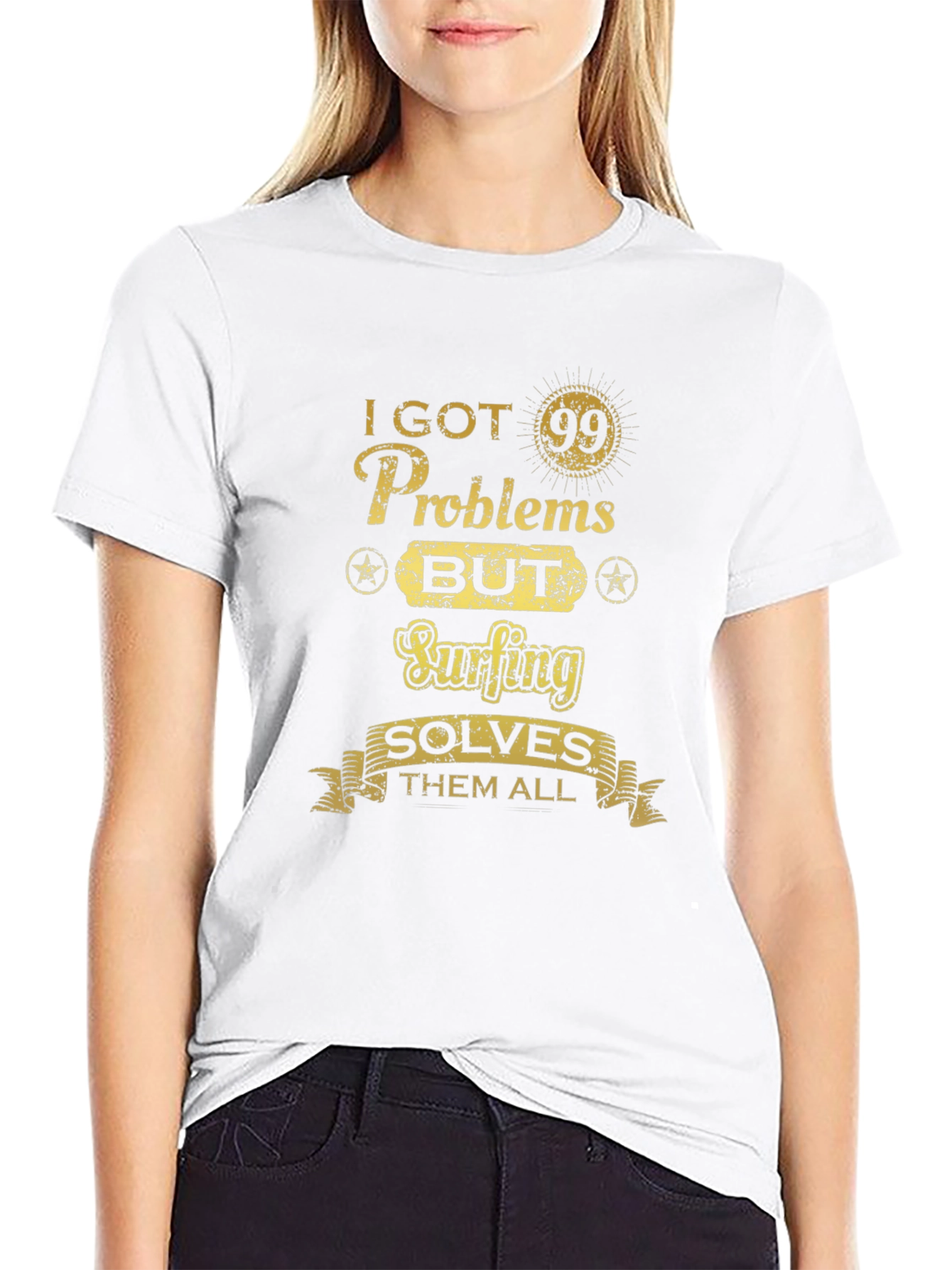 Funny Surfing T-Shirt: 99 Problems Solved by Surfing!