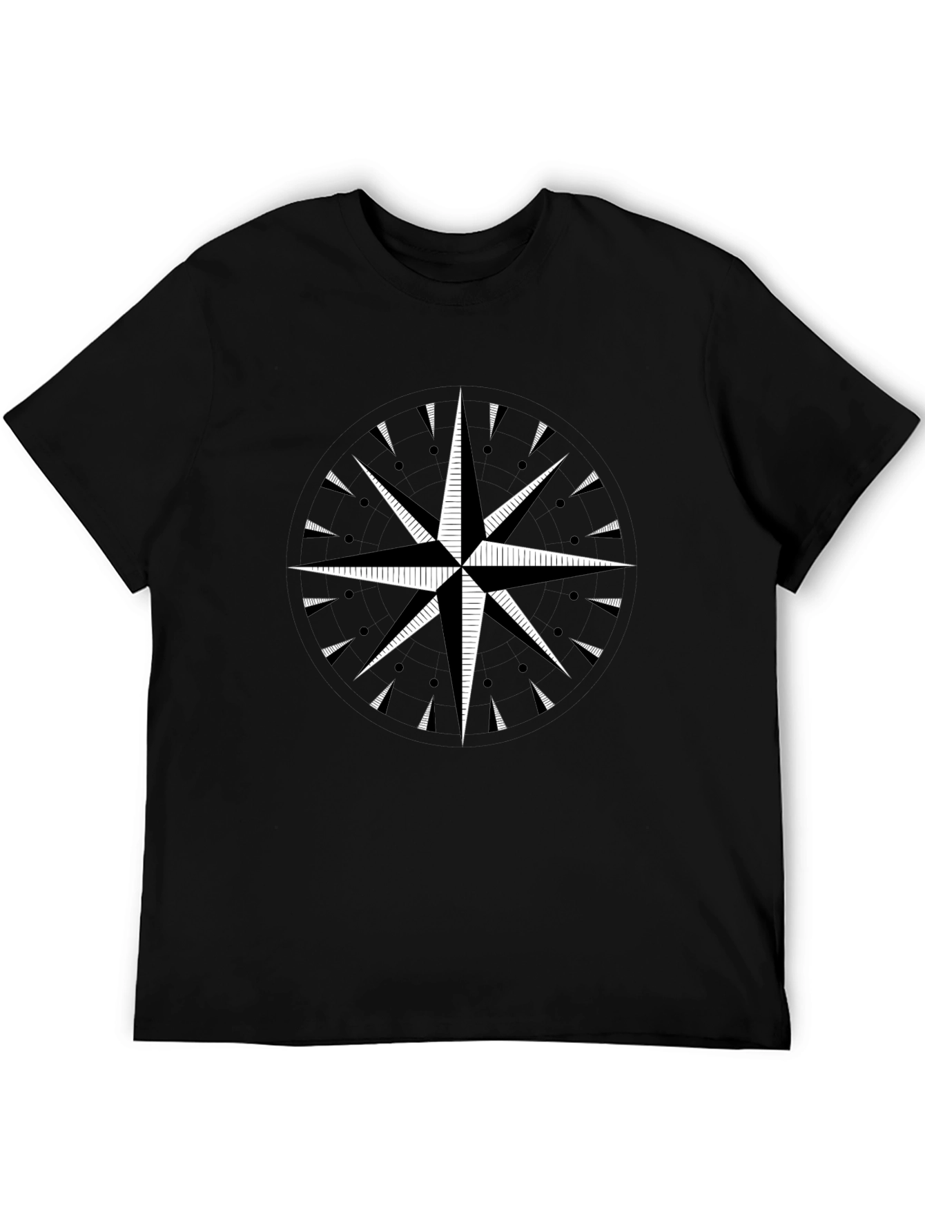 Black T-Shirt with Compass Rose Graphic