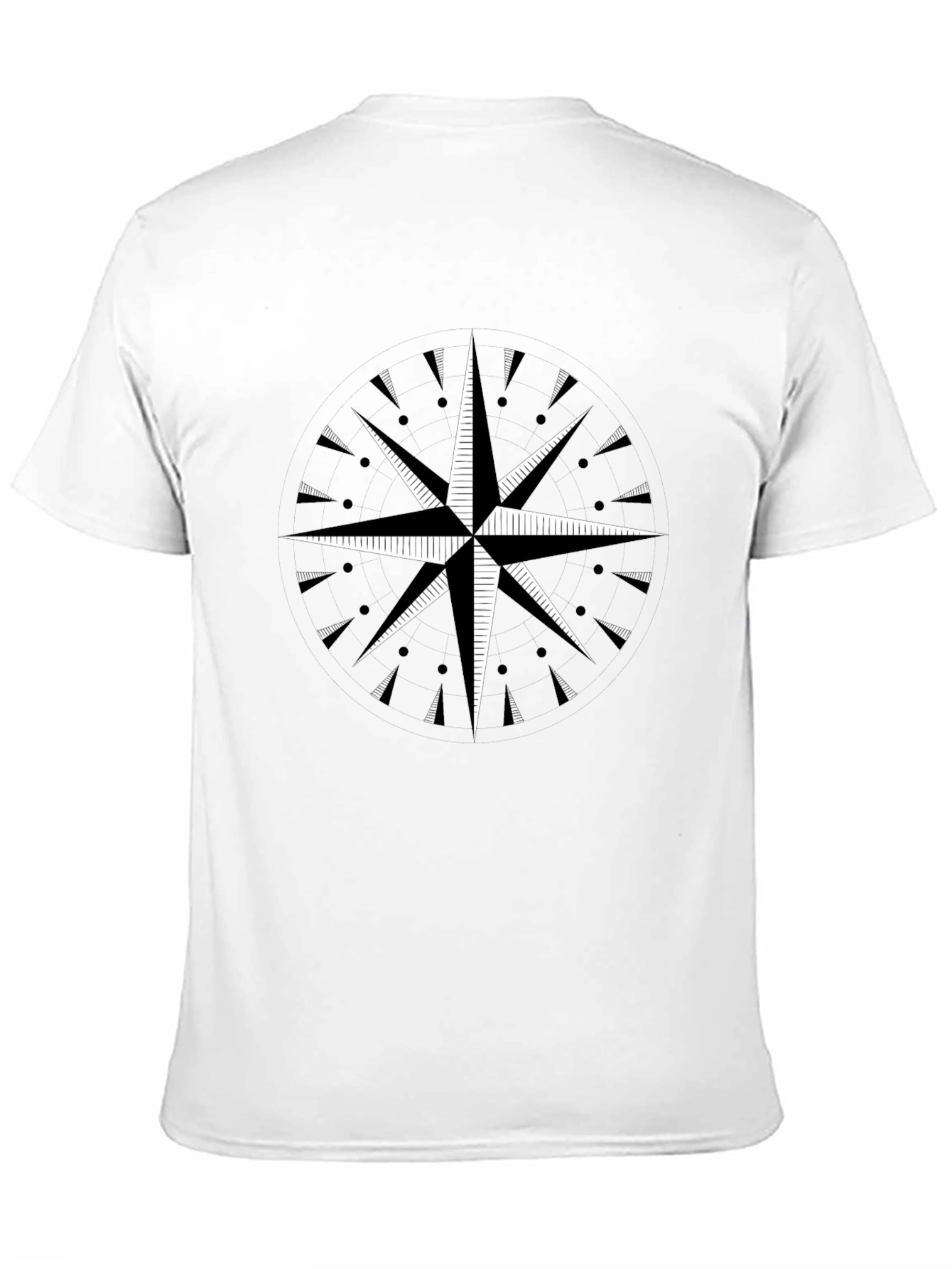 Black T-Shirt with Compass Rose Graphic