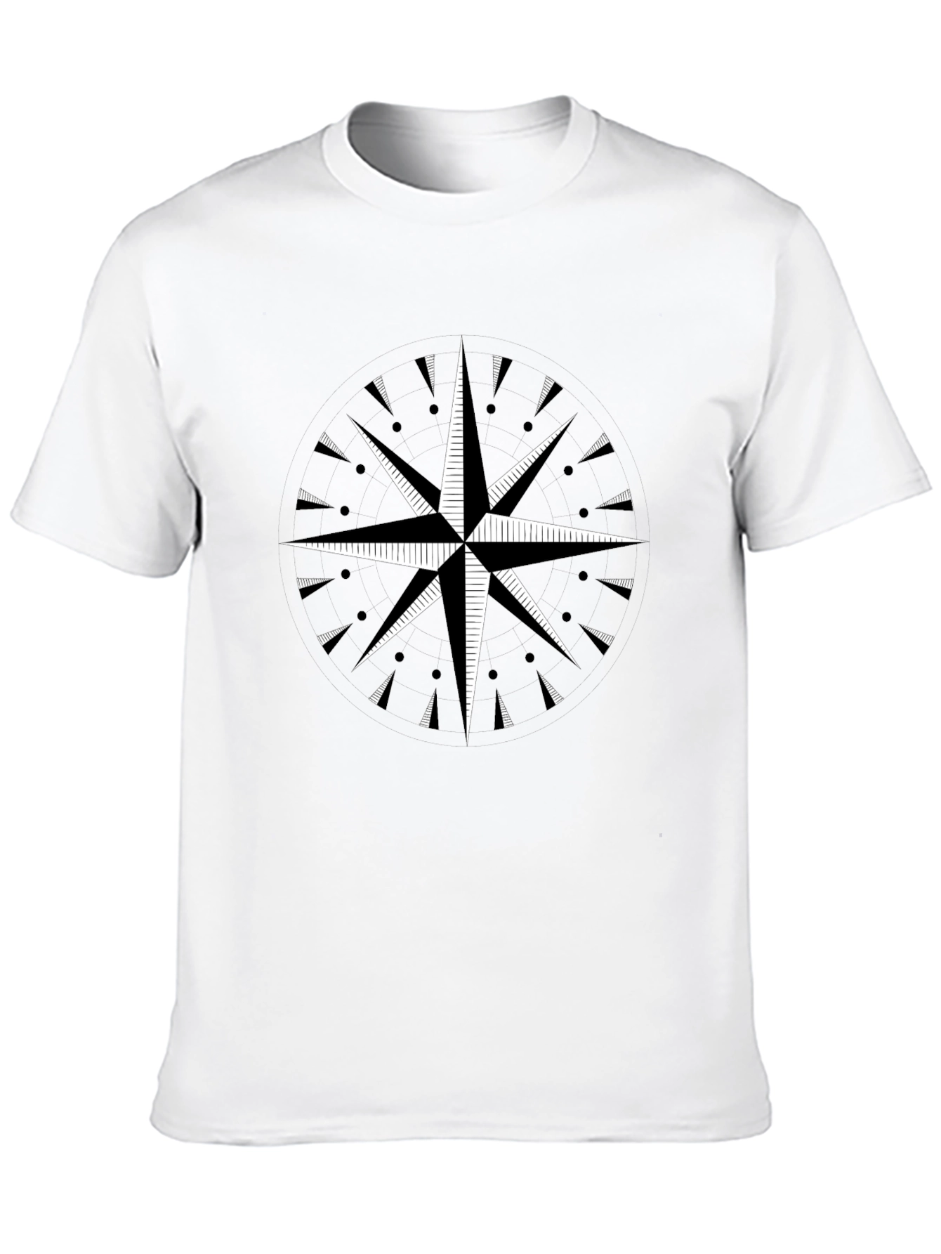 Black T-Shirt with Compass Rose Graphic