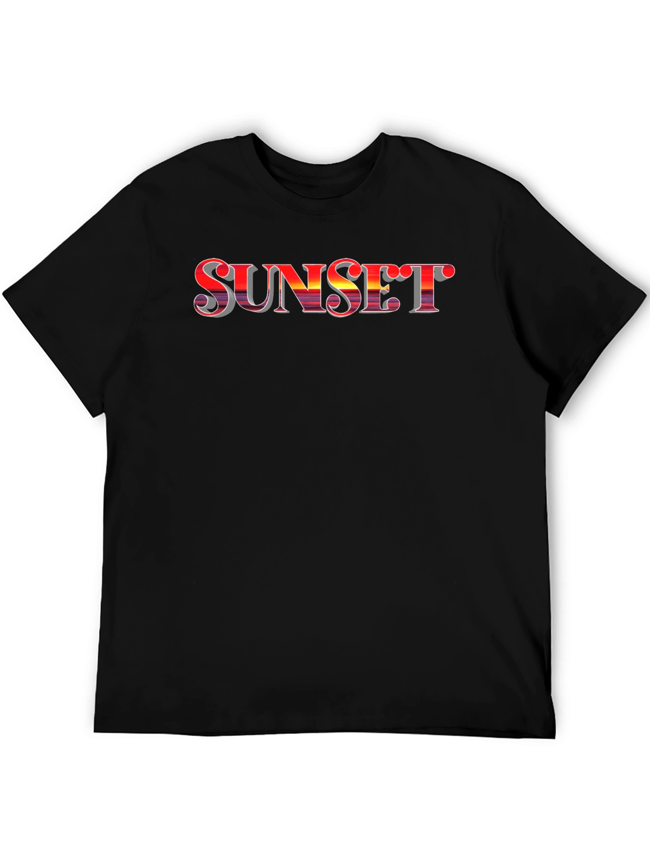Sunset Graphic Tee - Stylish Black Cotton T-Shirt