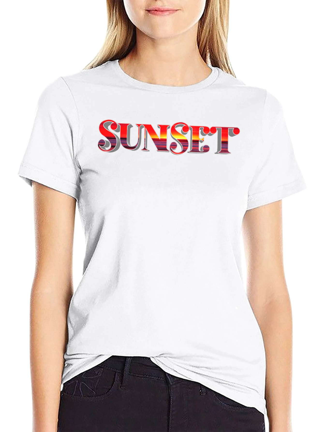 Sunset Graphic Tee - Stylish Black Cotton T-Shirt