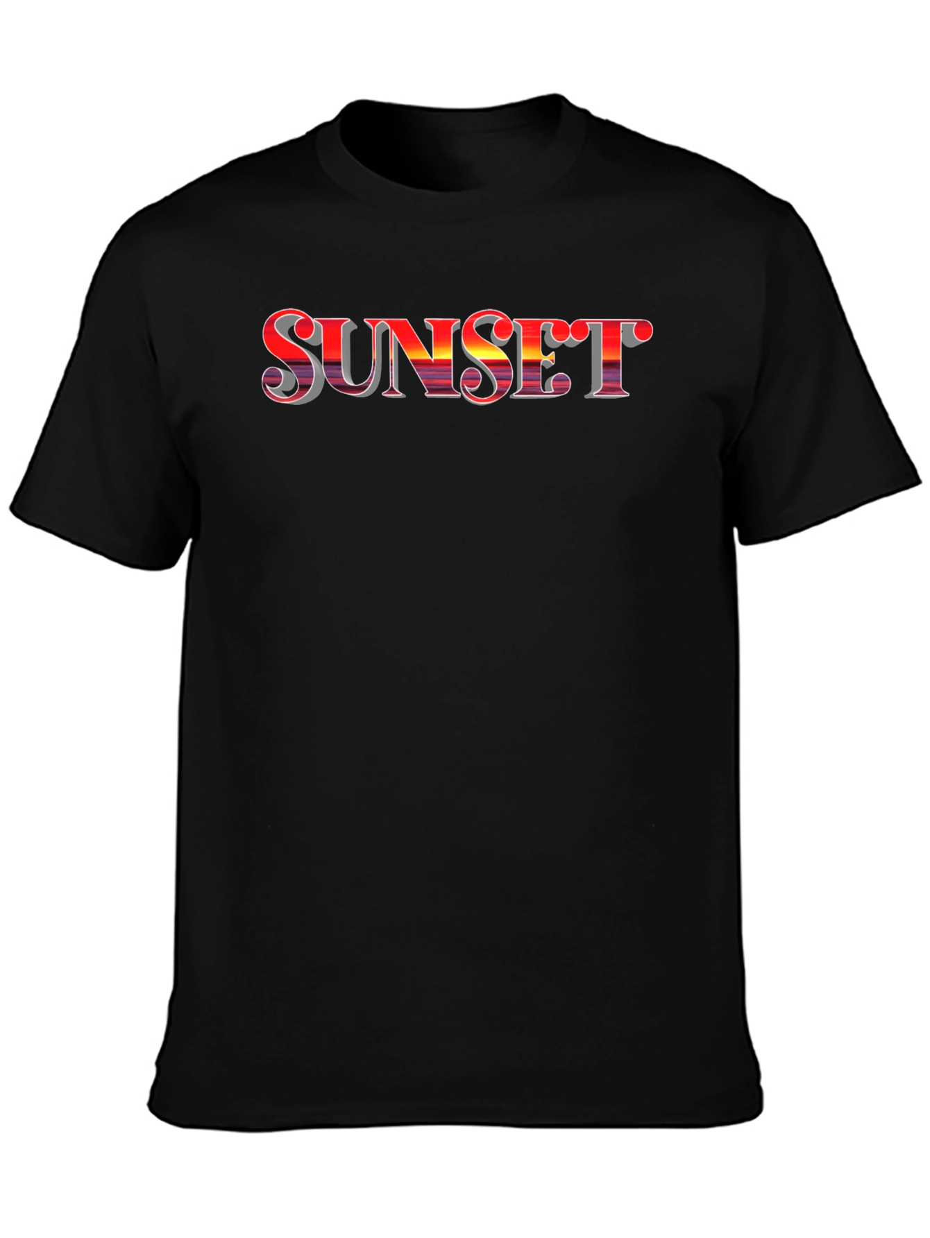 Sunset Graphic Tee - Stylish Black Cotton T-Shirt