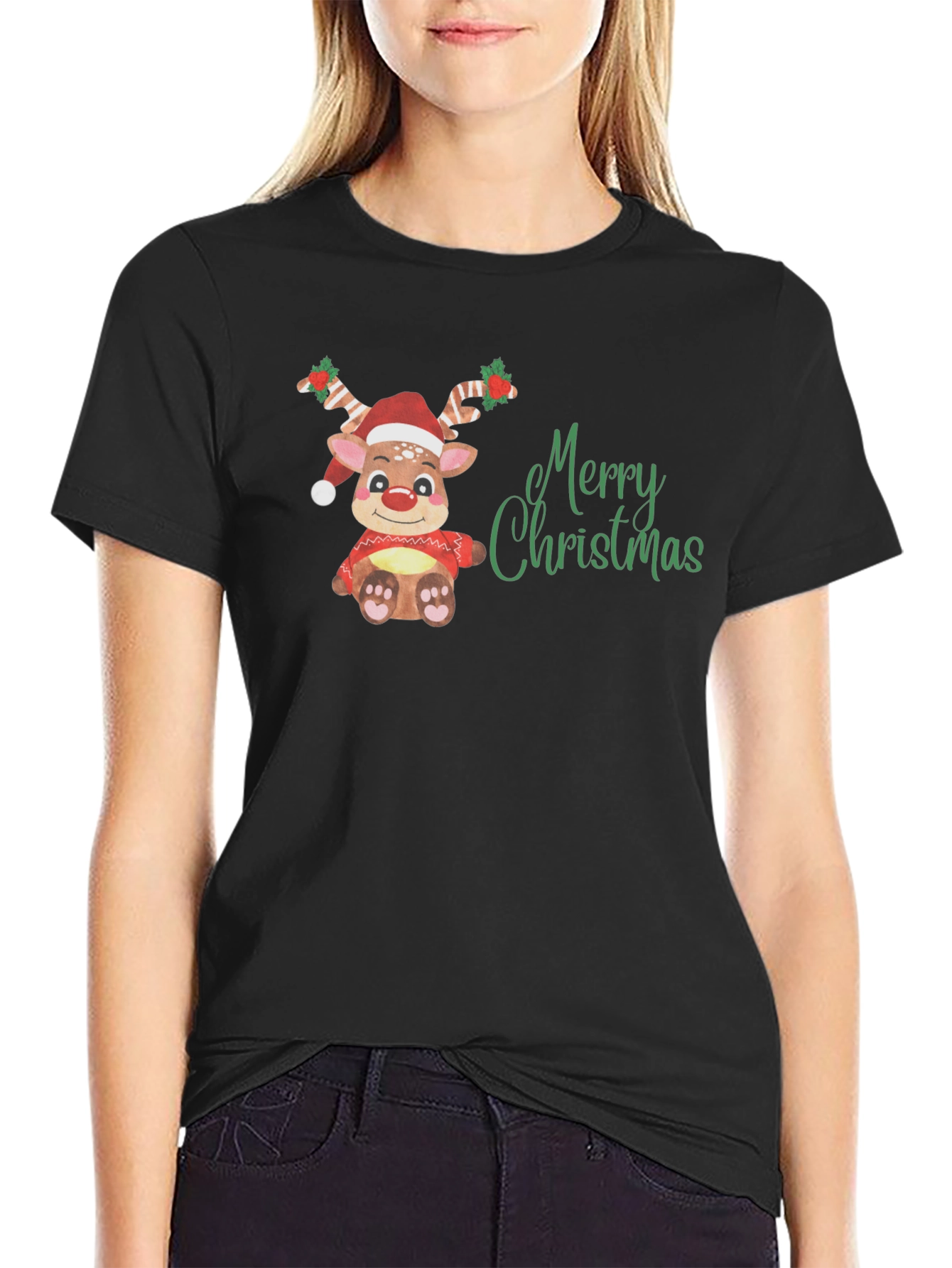 Merry Christmas Reindeer Graphic Tee