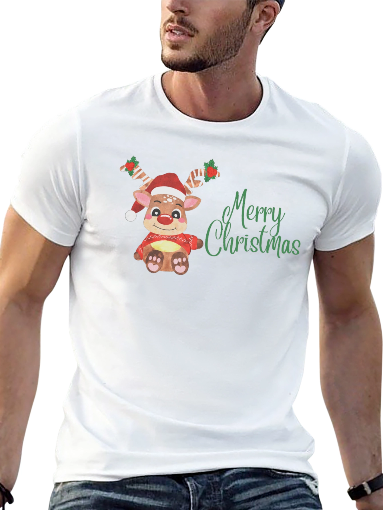 Merry Christmas Reindeer Graphic Tee