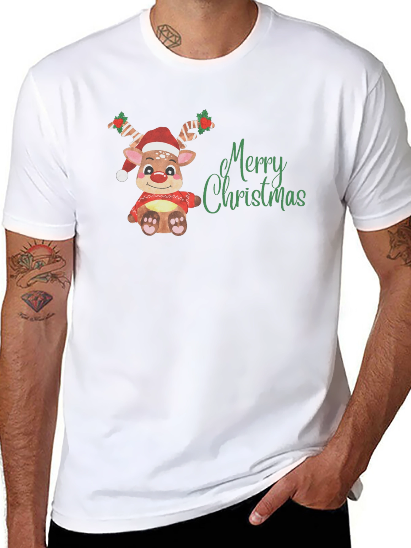 Merry Christmas Reindeer Graphic Tee