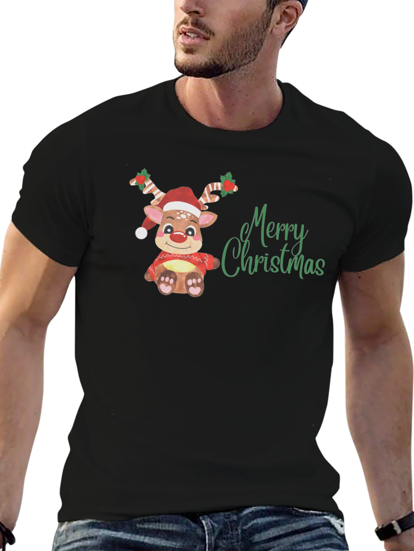 Merry Christmas Reindeer Graphic Tee