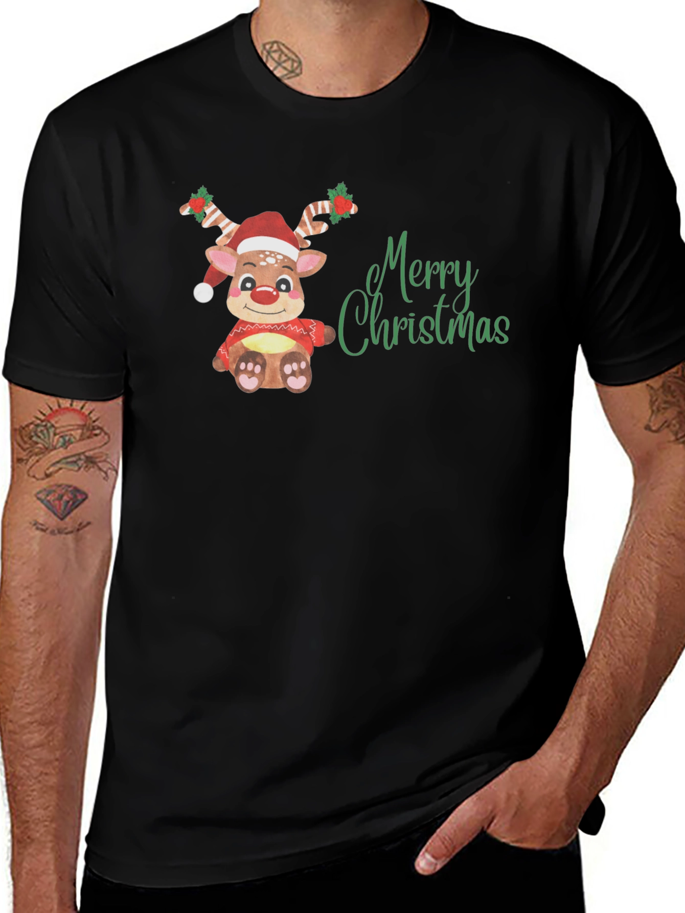 Merry Christmas Reindeer Graphic Tee