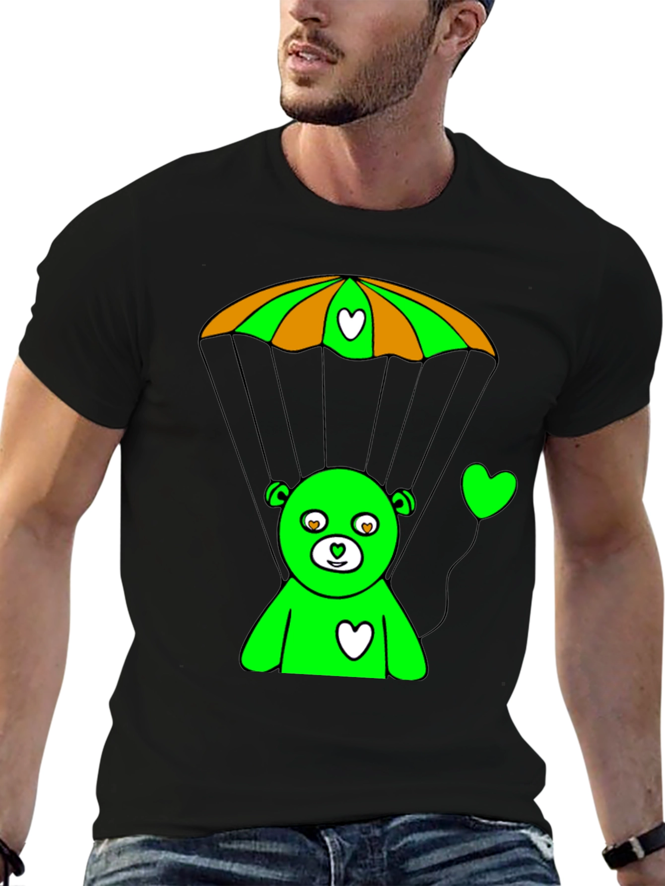 Green Bear Parachute Graphic Tee
