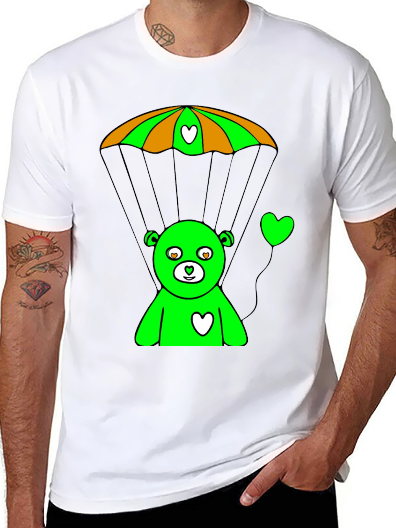 Green Bear Parachute Graphic Tee
