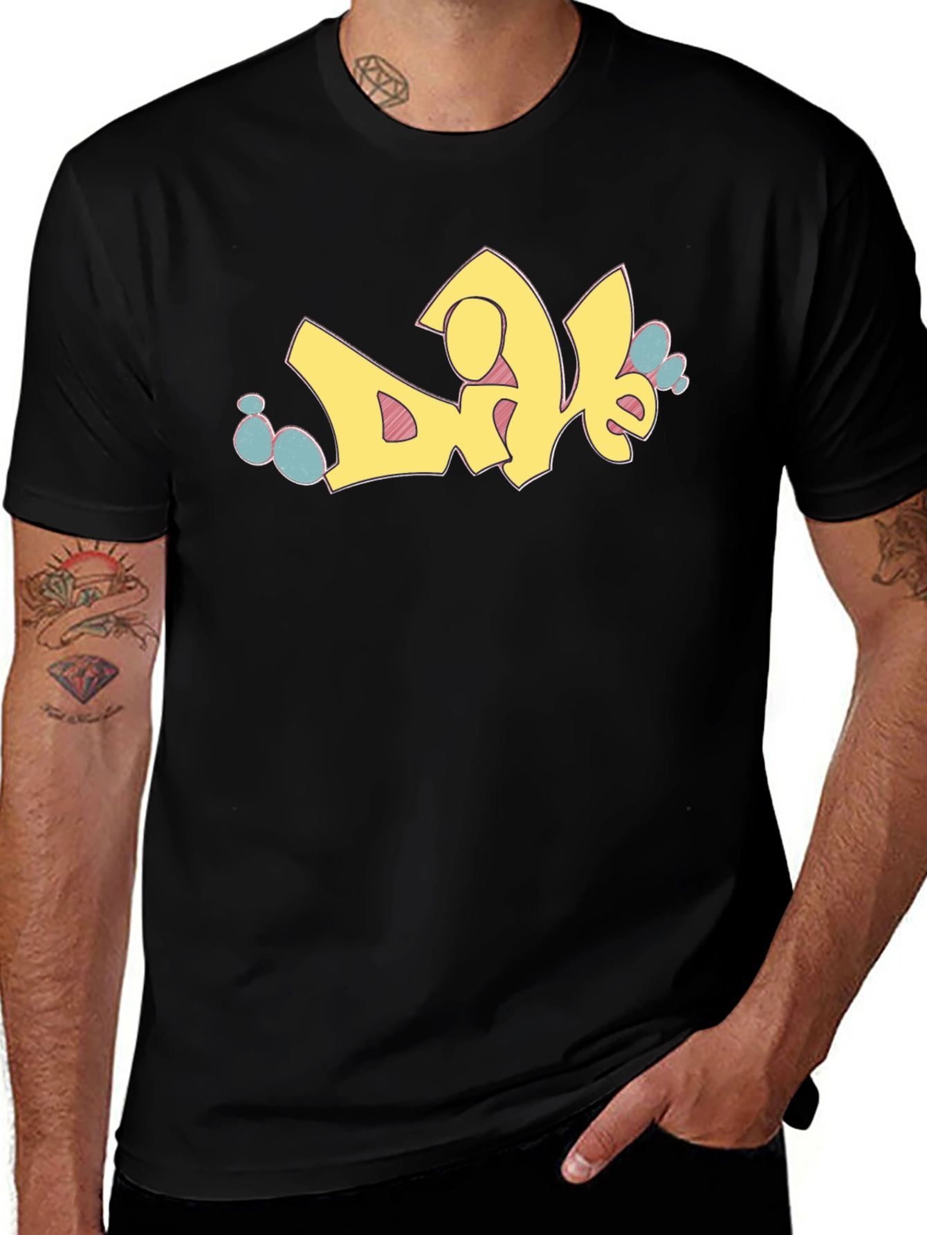 Graffiti Style Graphic Print Black T-Shirt