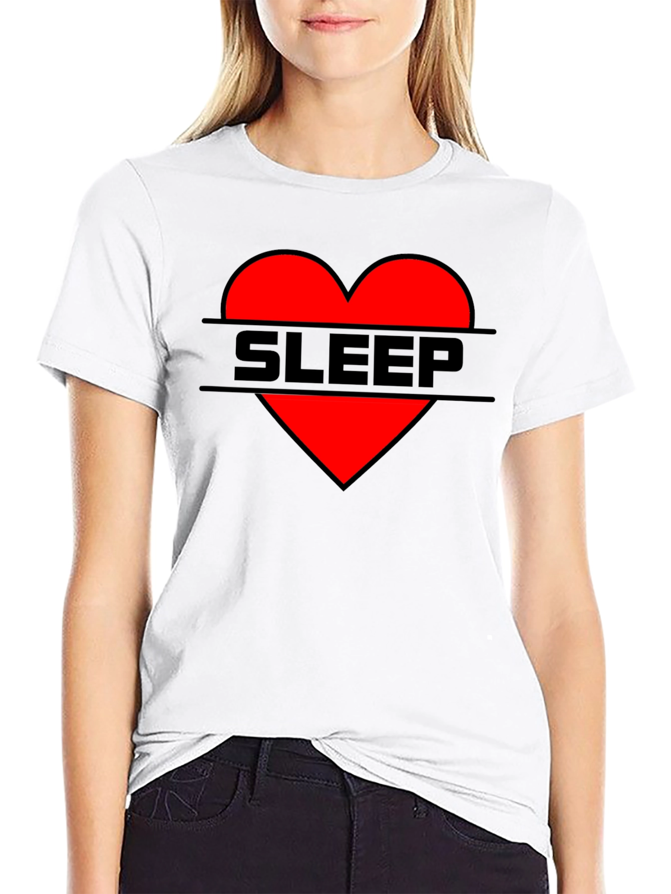 Sleep Heart Graphic Tee - Casual Black T-Shirt