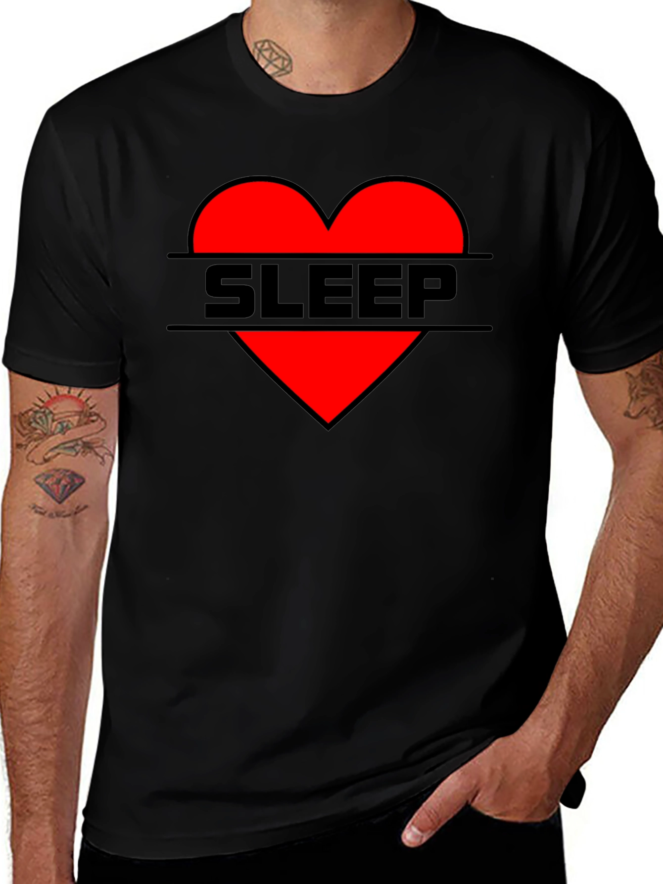 Sleep Heart Graphic Tee - Casual Black T-Shirt