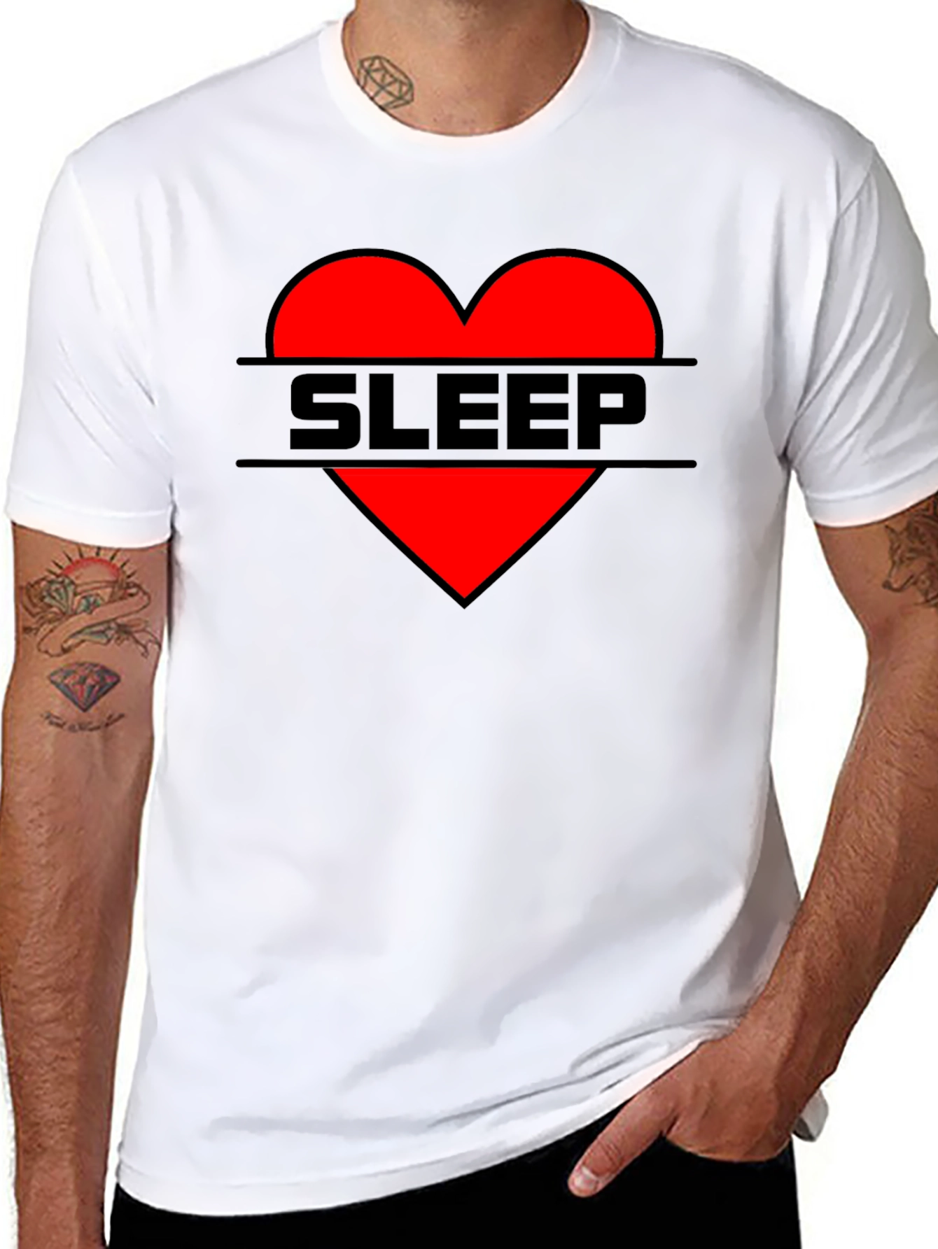 Sleep Heart Graphic Tee - Casual Black T-Shirt