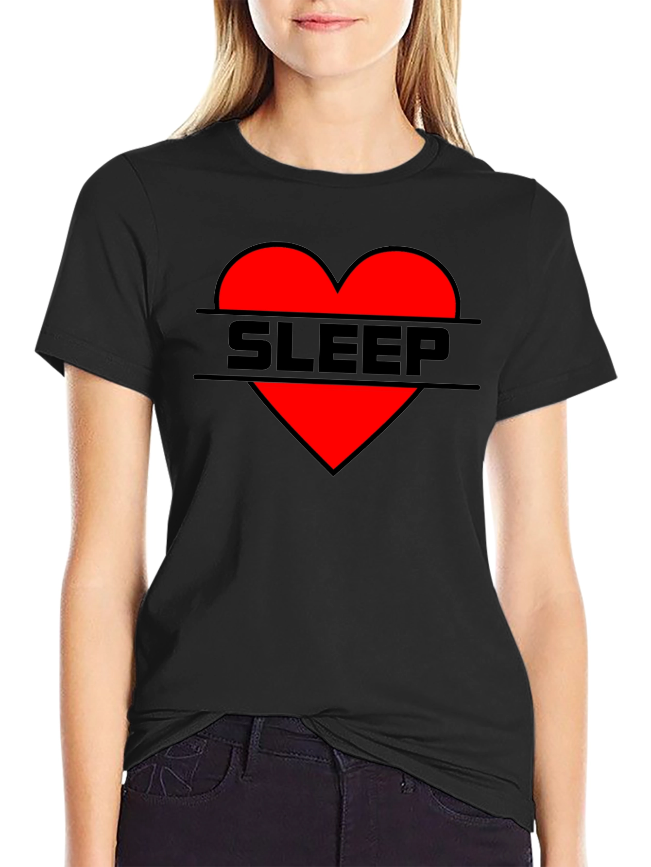 Sleep Heart Graphic Tee - Casual Black T-Shirt