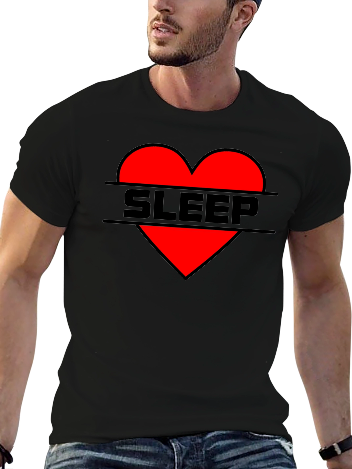 Sleep Heart Graphic Tee - Casual Black T-Shirt