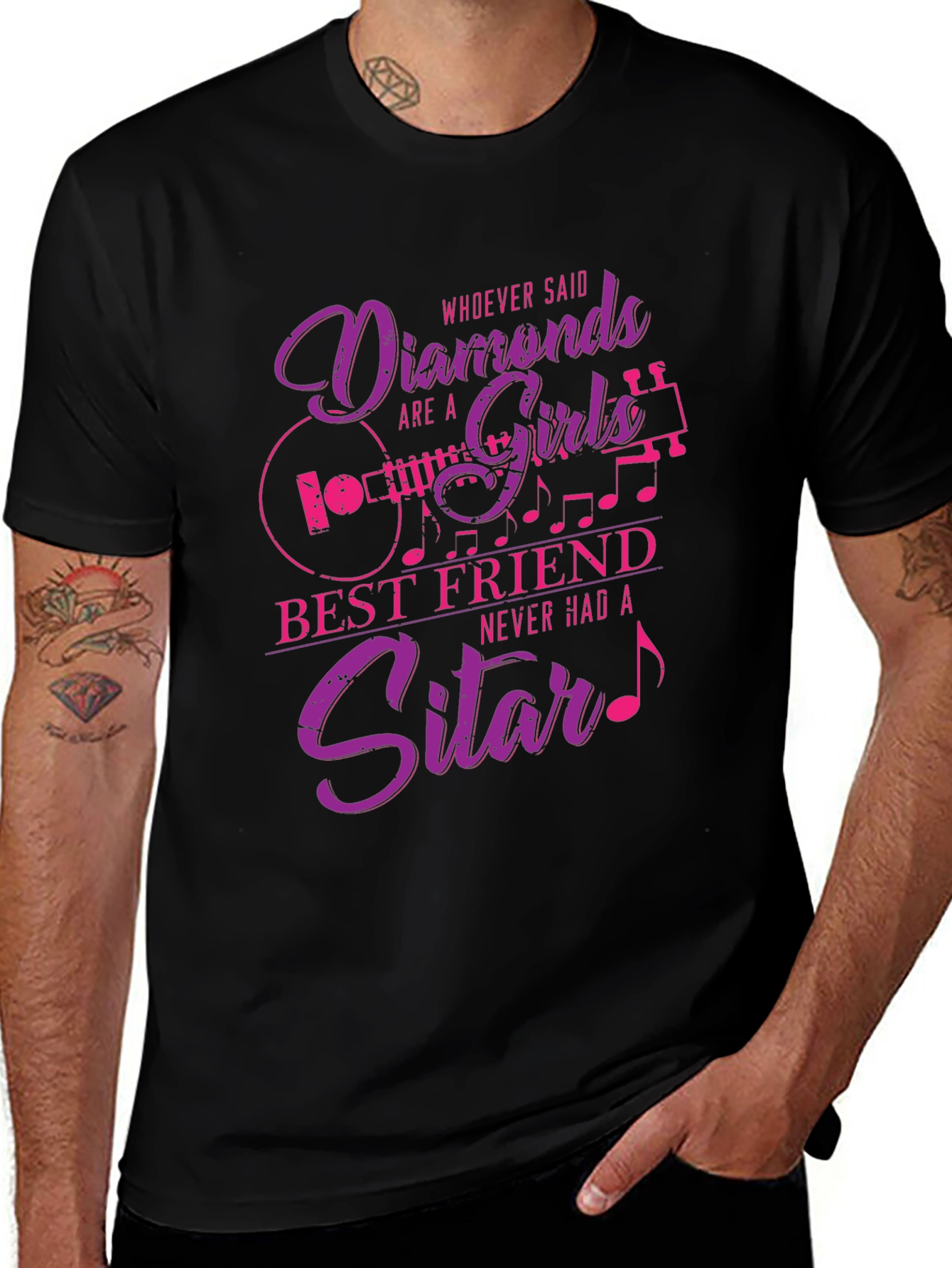 Diamonds & Sitars Graphic Tee - Music Lover T-Shirt