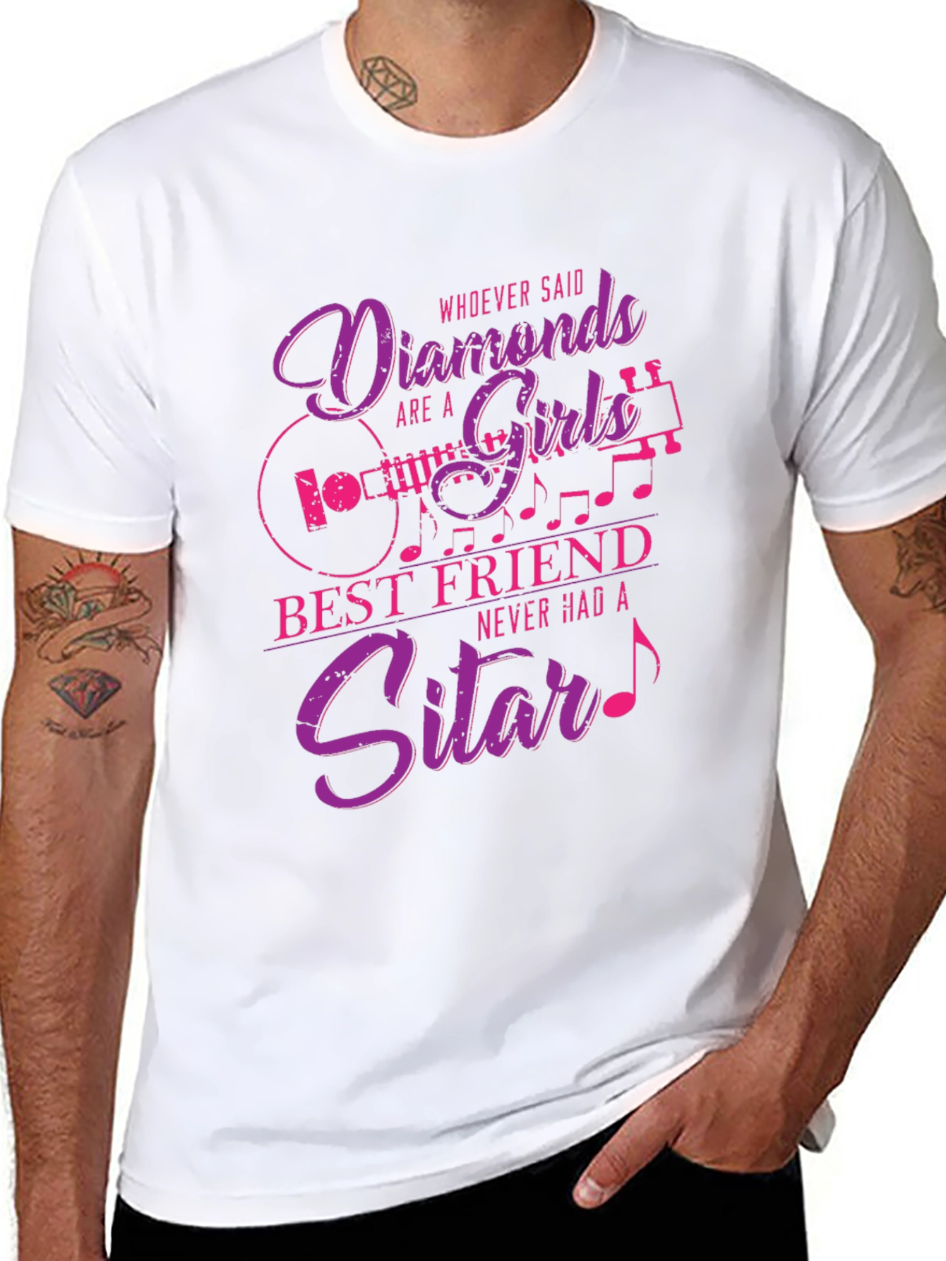Diamonds & Sitars Graphic Tee - Music Lover T-Shirt