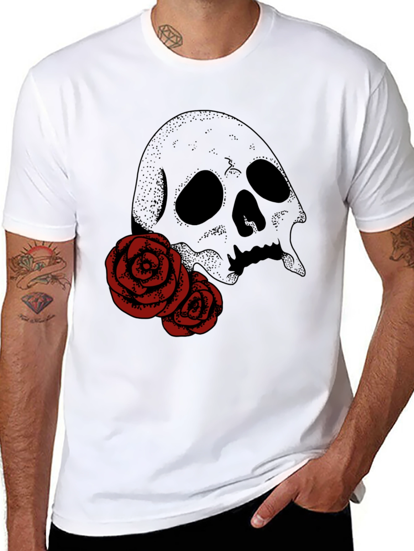Skull & Roses Graphic Tee - Classic Black T-Shirt